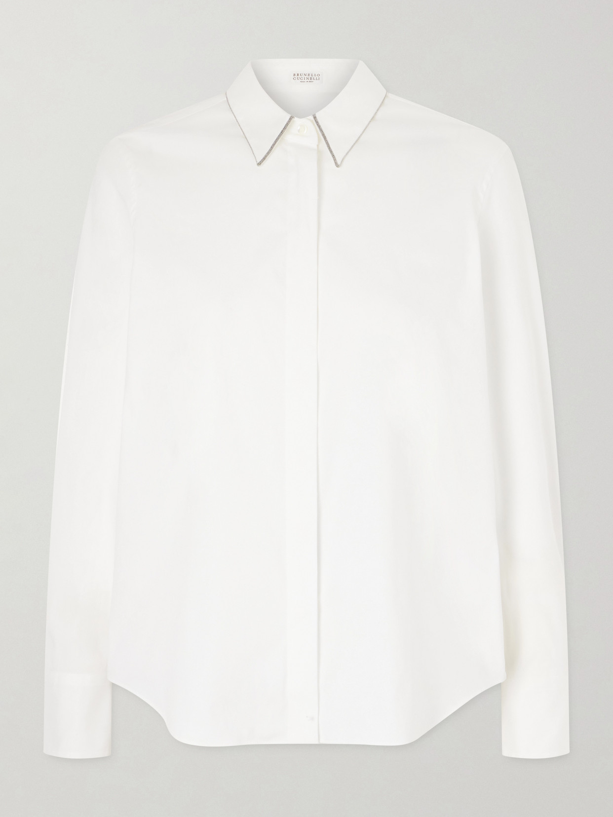 Brunello Cucinelli Embellished Cotton-blend Shirt In White