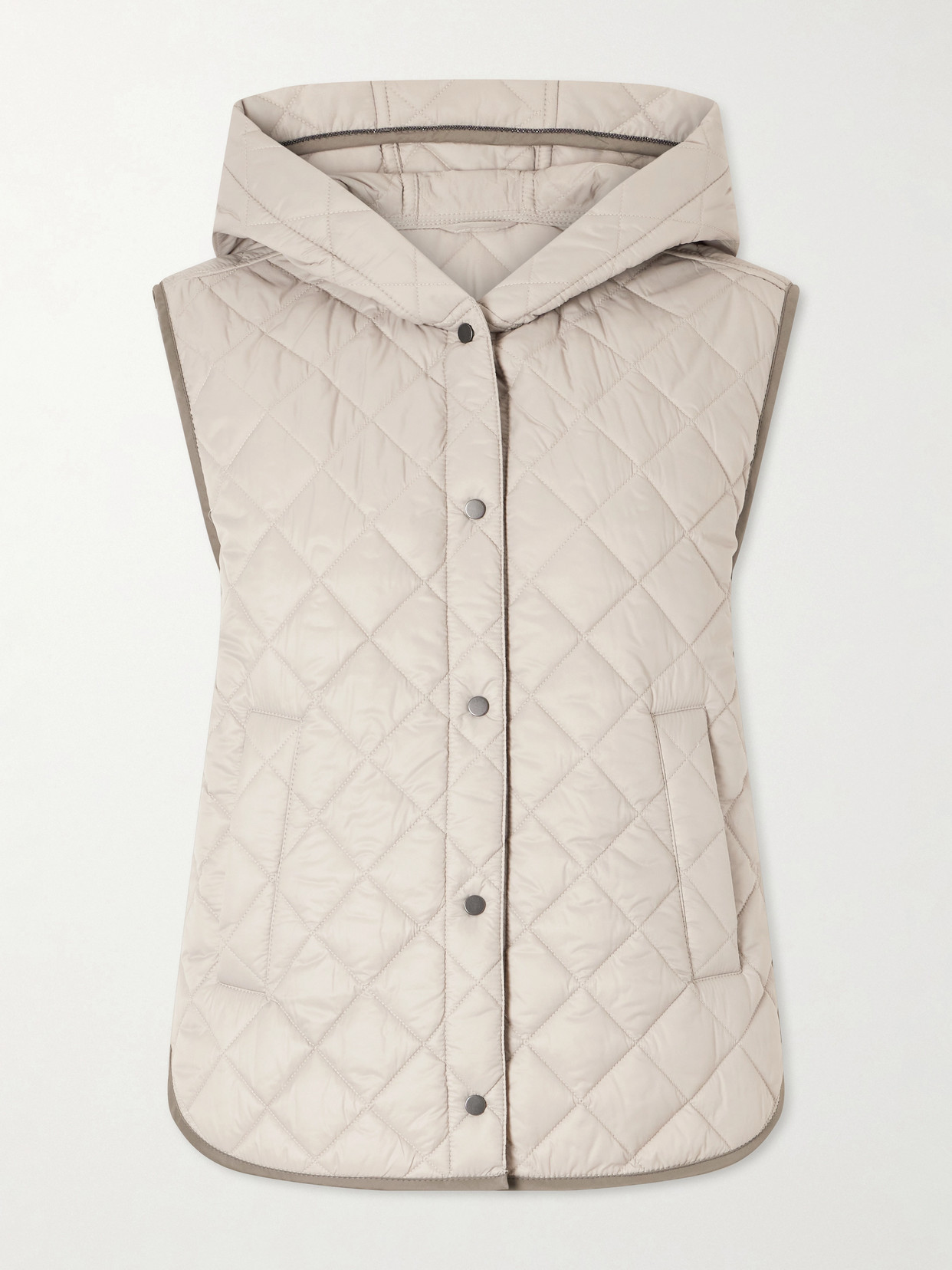 Brunello Cucinelli Hooded Quilted Shell Vest In Gray