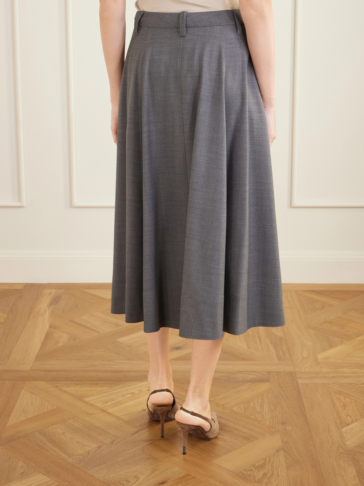 Pleated Wool-Blend Midi