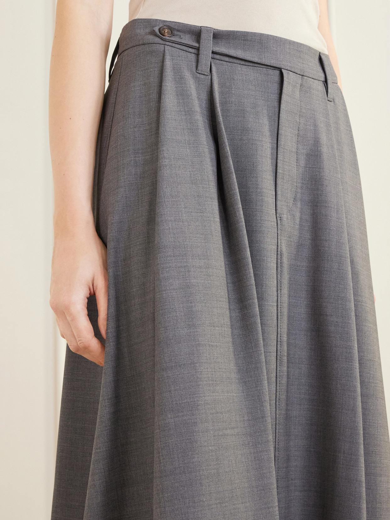 Pleated Wool-Blend Midi