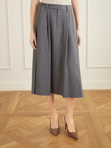 Brunello Cucinelli Pleated wool-blend midi skirt