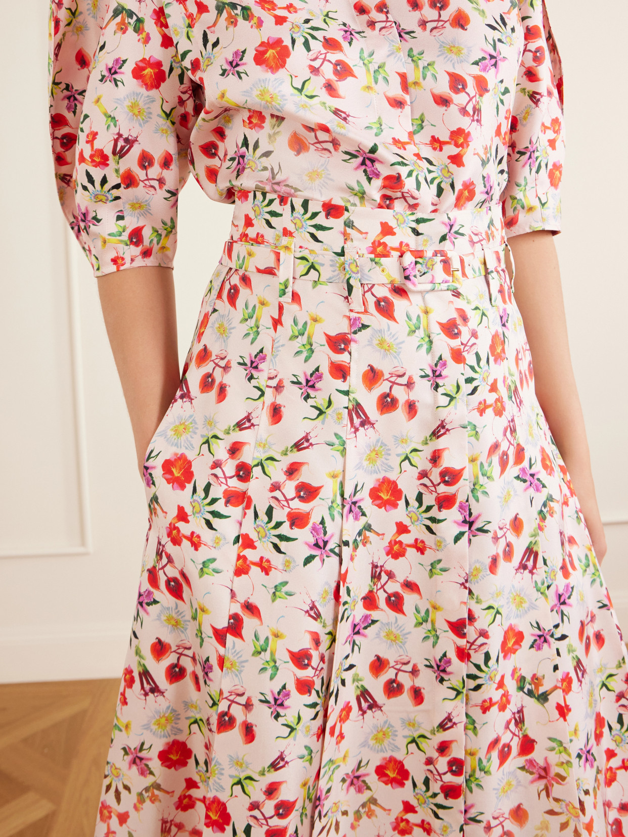 Dugald Floral-Print Belted Pleated Maxi