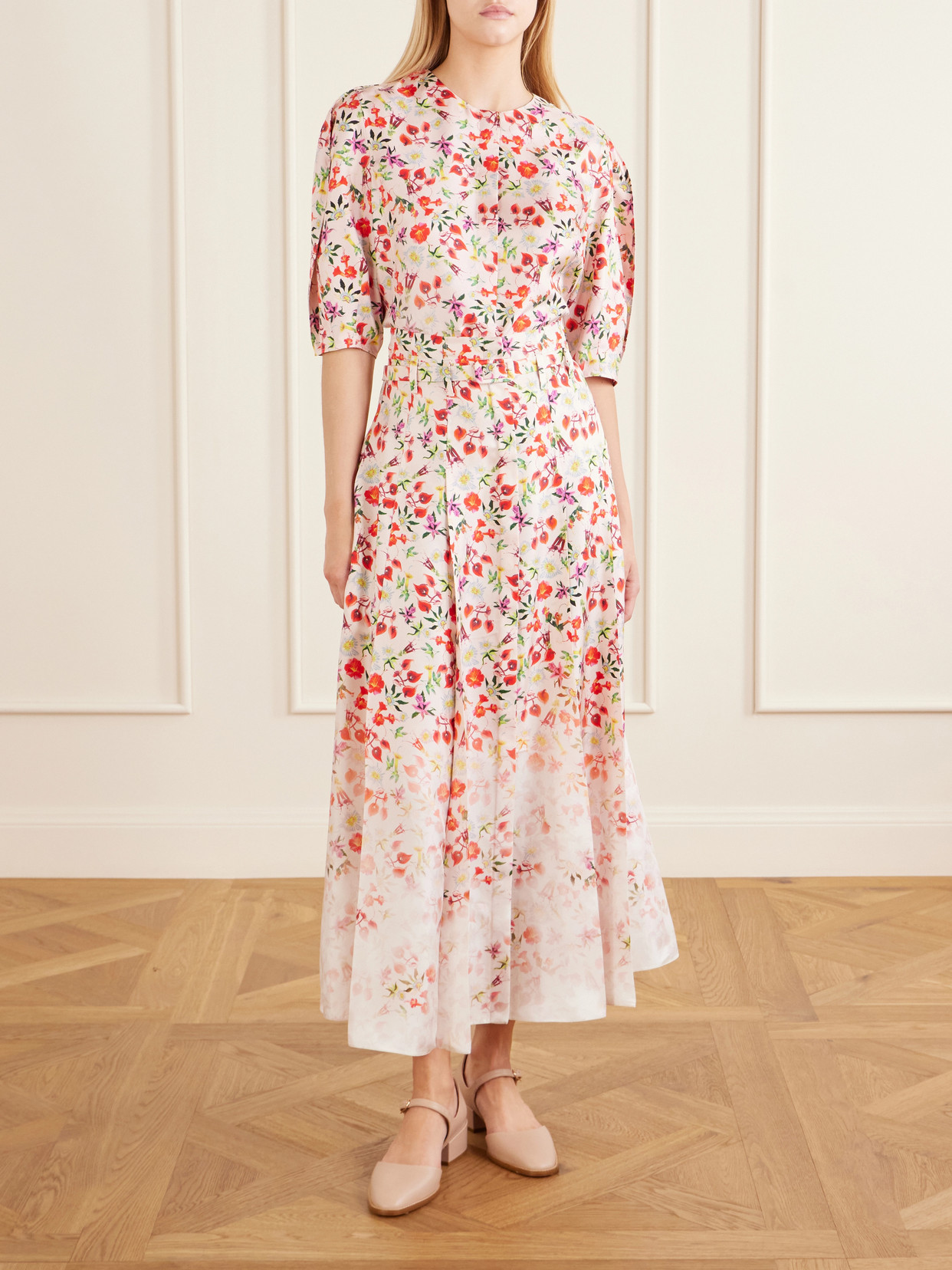 Dugald Floral-Print Belted Pleated Maxi