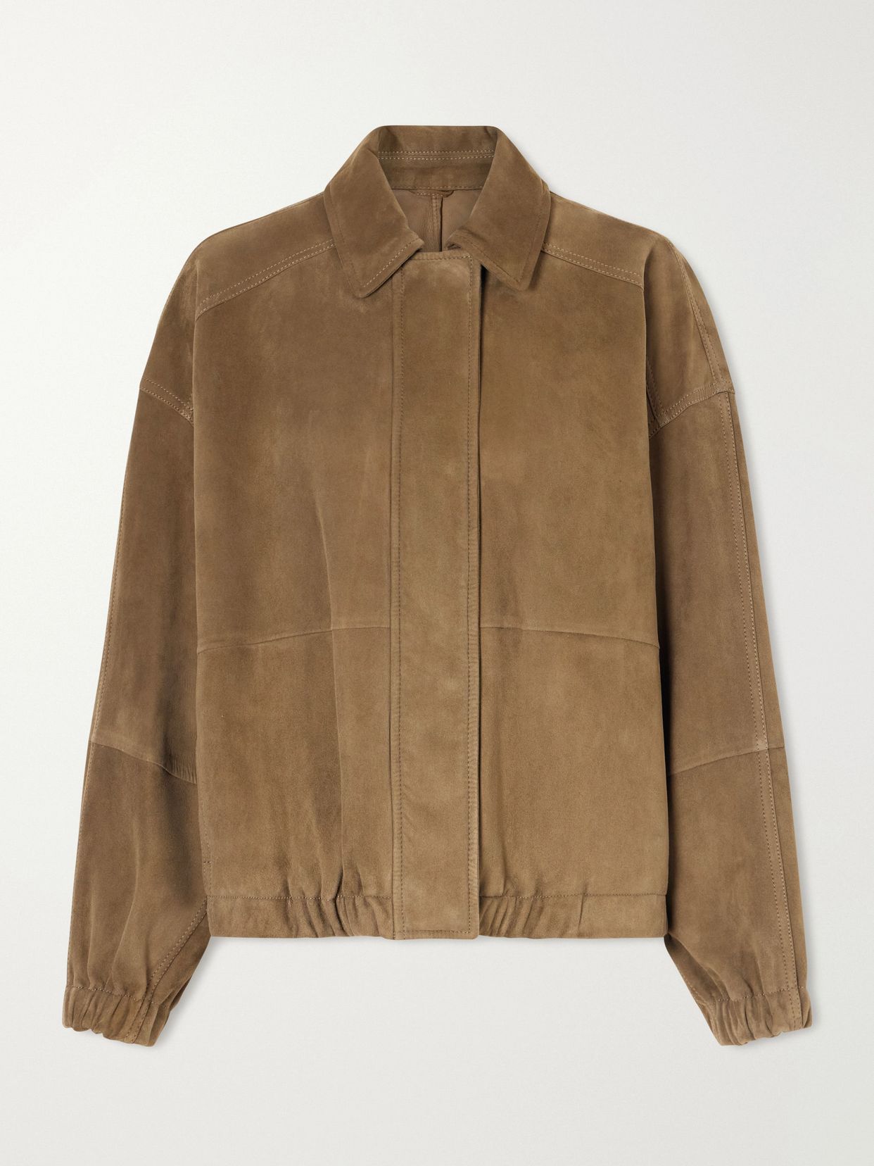 Paneled Suede Bomber Jacket