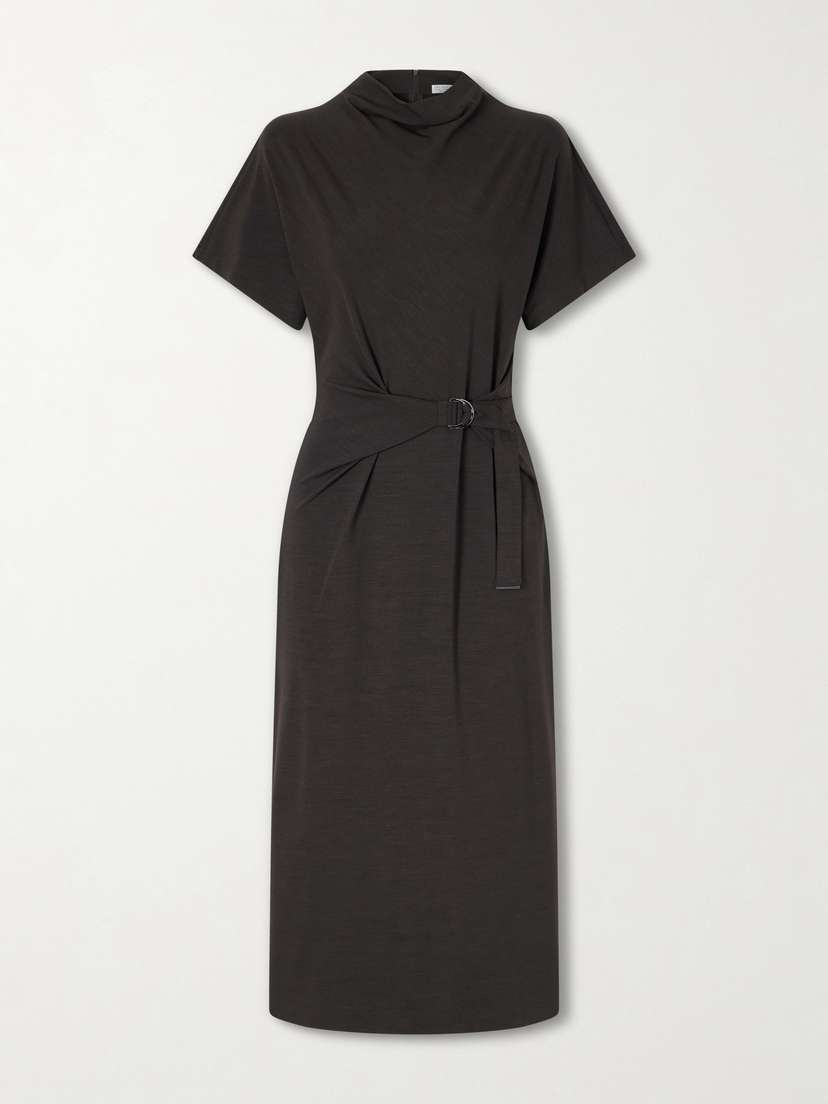 Brunello Cucinelli Wrapped Jersey Midi Dress | Thumbnail 5