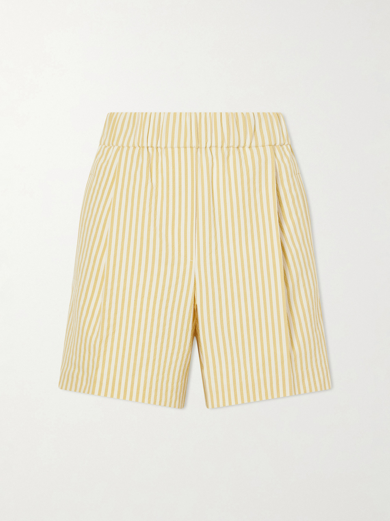 Brunello Cucinelli Striped Cotton-blend Shorts In Yellow