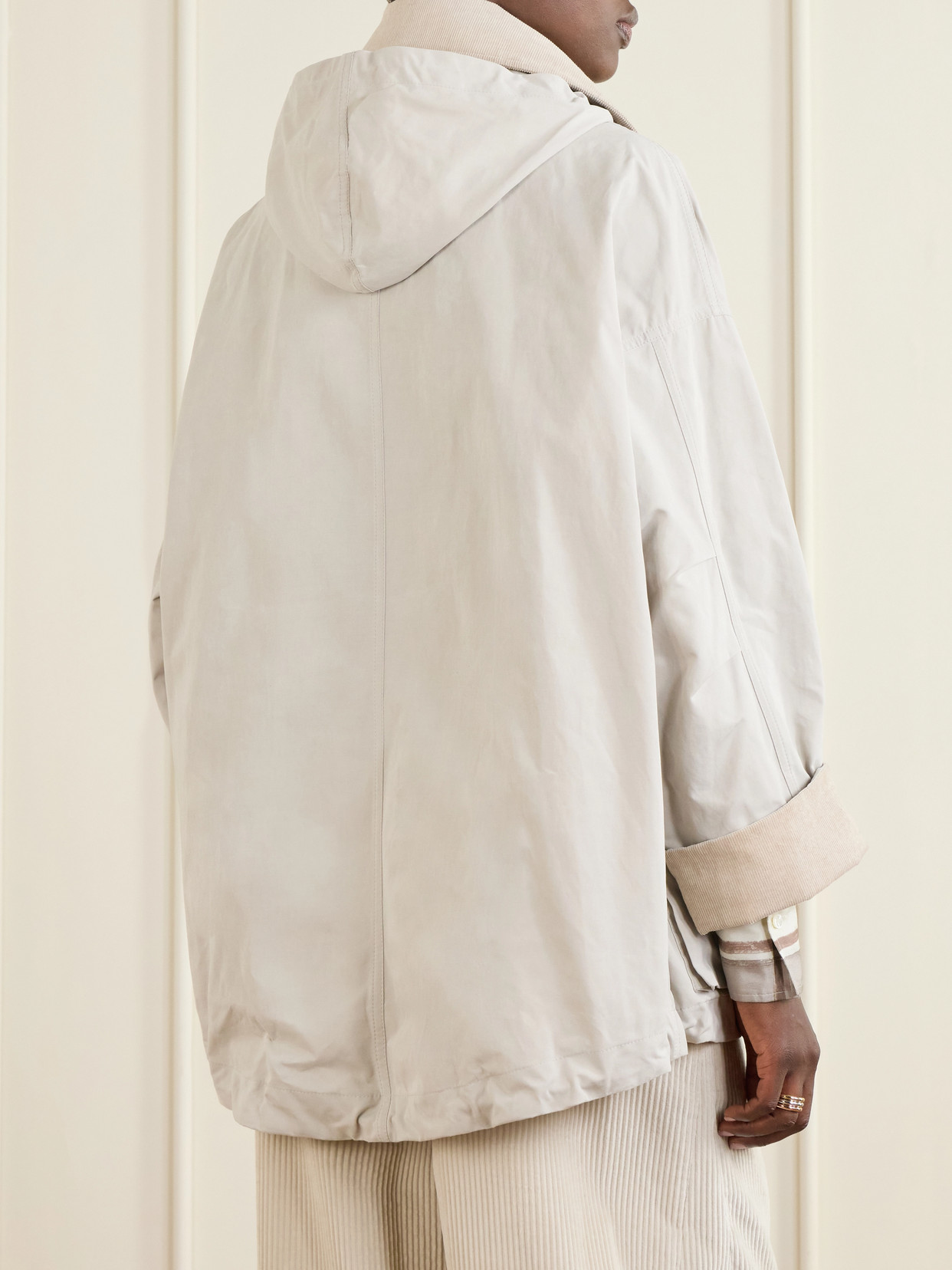 Corduroy-Trimmed Cotton And Linen-Blend Coat