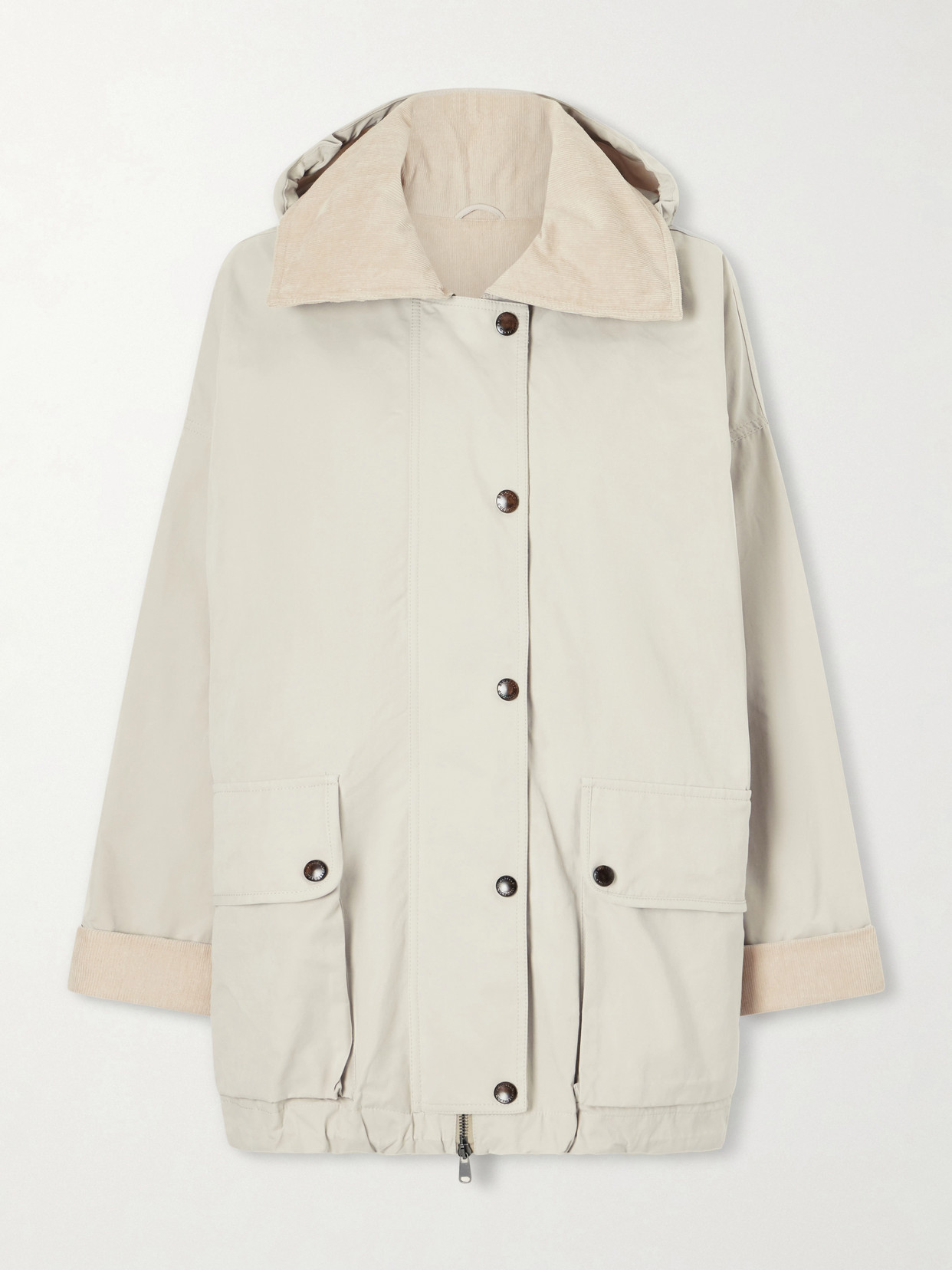 Brunello Cucinelli - Corduroy-trimmed Cotton And Linen-blend Coat - Neutrals