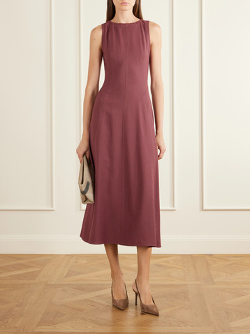 Brunello Cucinelli Paneled wool-blend midi dress