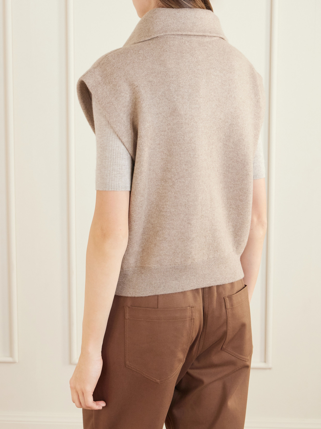 Brunello Cucinelli Zip-up Collared Vest In Nude