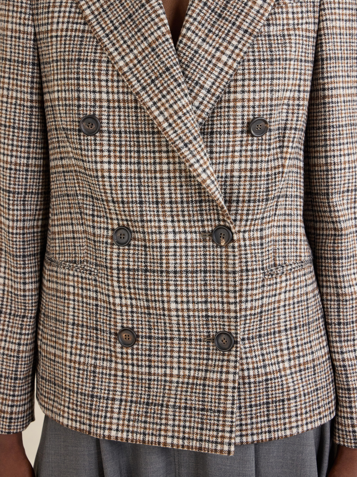 Brunello Cucinelli Checked Wool-blend Blazer In Brown