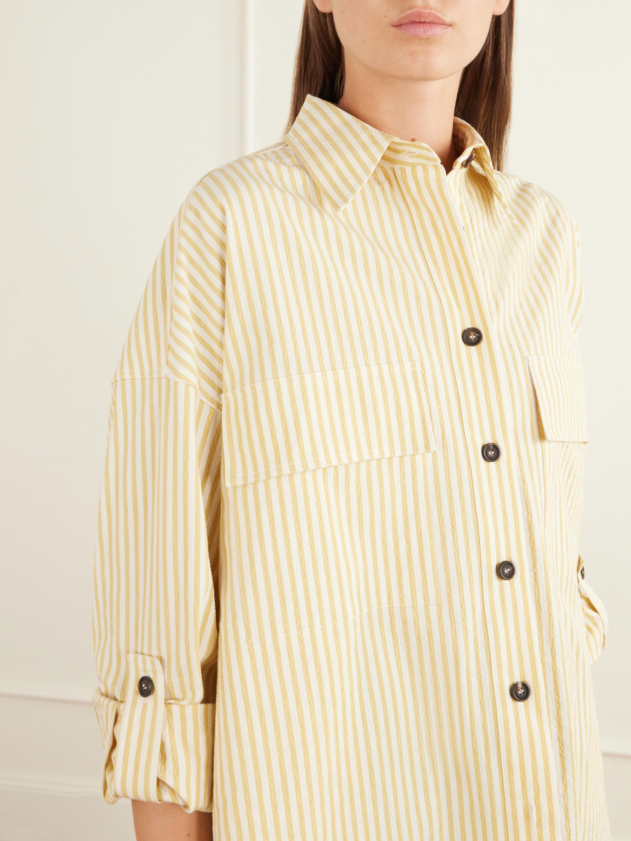 Striped Printed Cotton-Blend Shirt