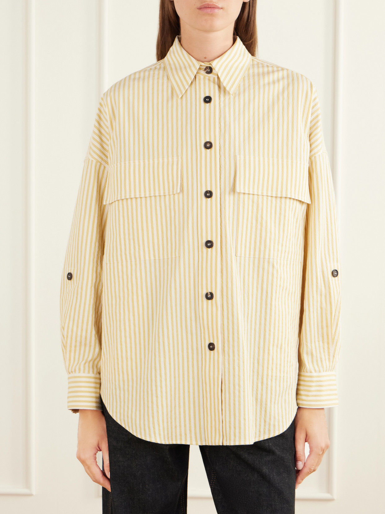 Striped Printed Cotton-Blend Shirt
