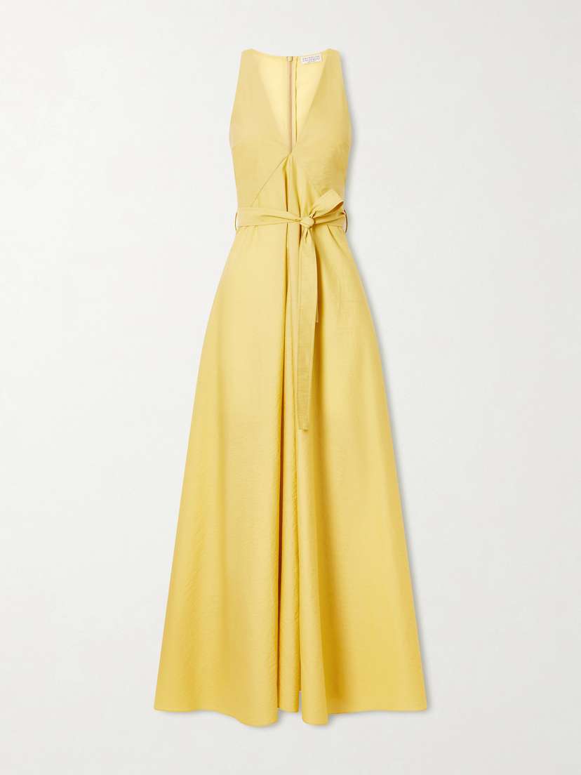 Brunello Cucinelli Belted Cotton-blend Midi Dress | Thumbnail 5