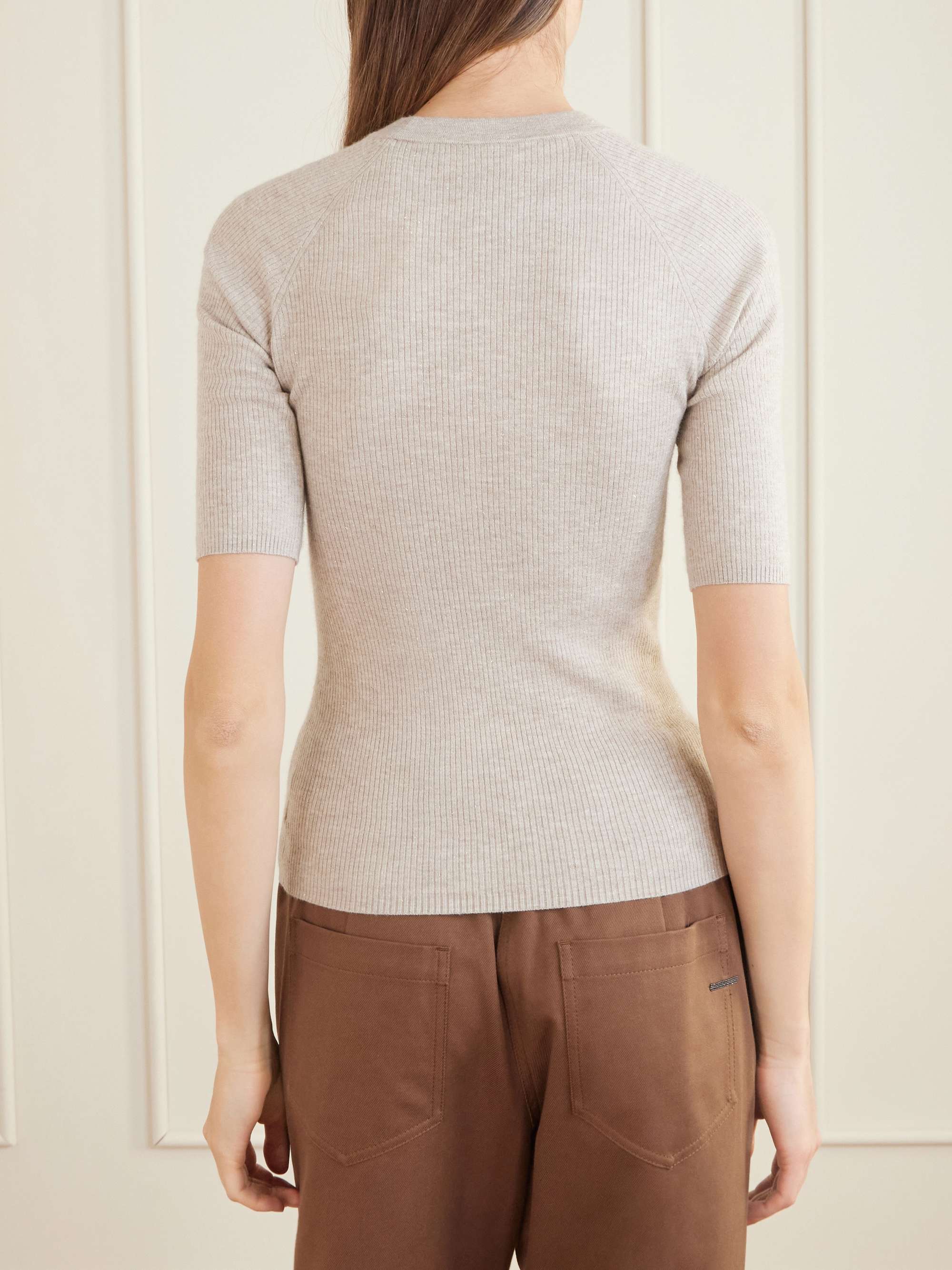 BRUNELLO CUCINELLI Ribbed-knit T-shirt | NET-A-PORTER