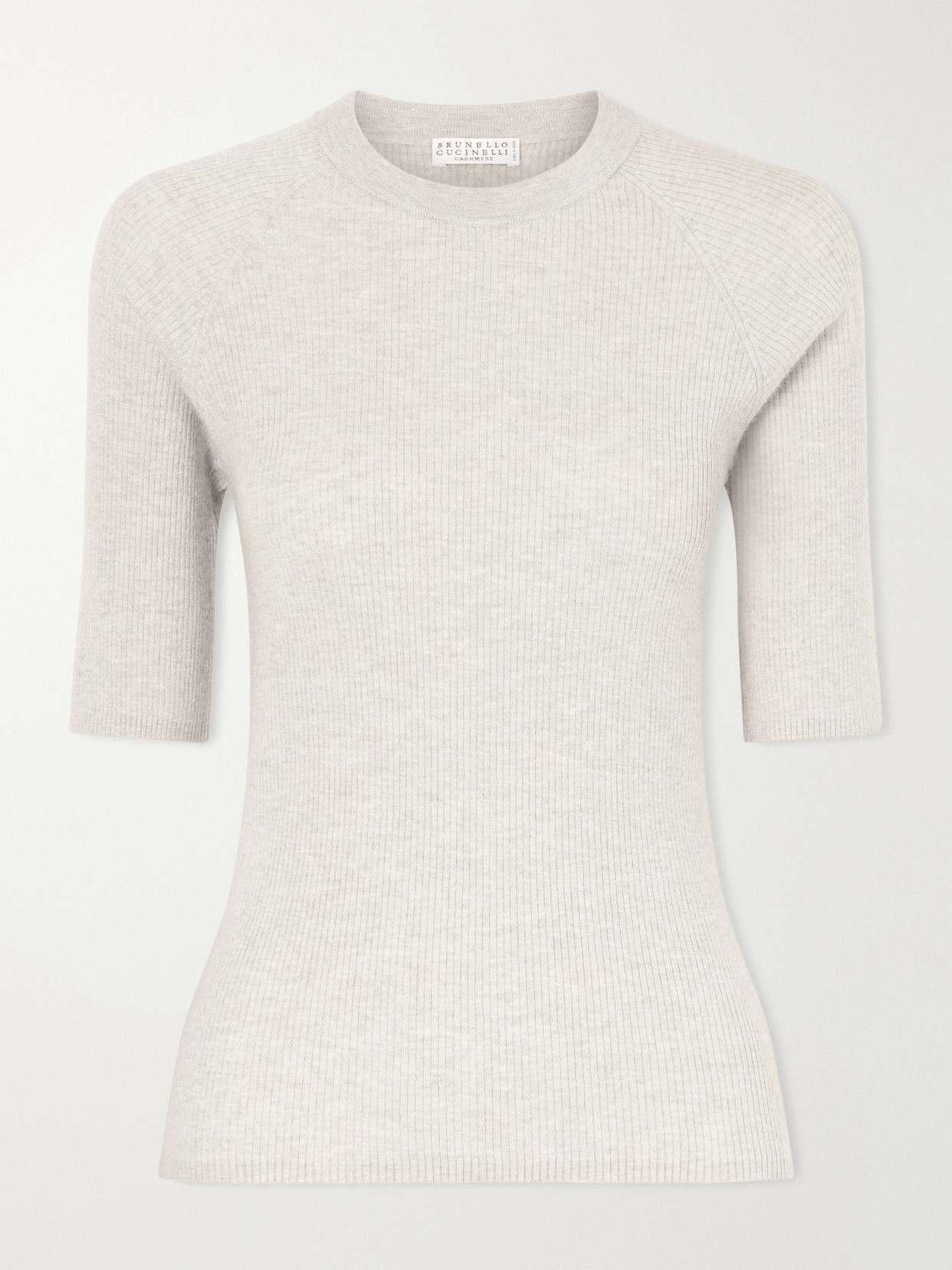 Brunello Cucinelli Ribbed-knit T-shirt In Neutral
