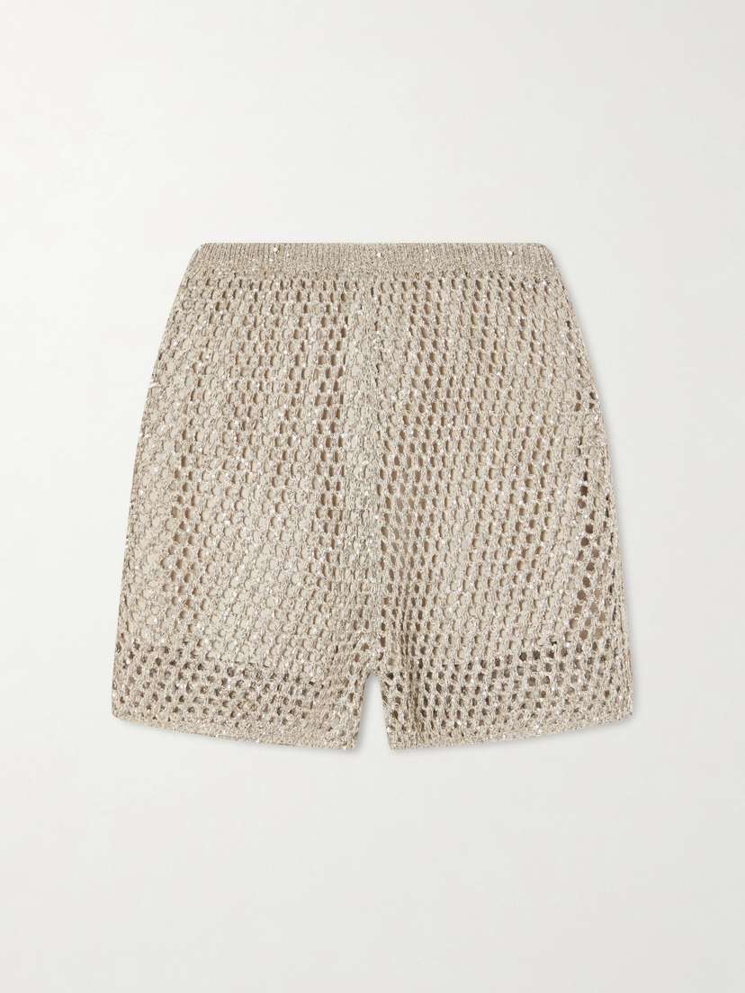 Brunello Cucinelli Sequined Crocheted Cotton Mini Shorts | Thumbnail 6 Brunello Cucinelli Sequined Crocheted Cotton Mini Shorts | Thumbnail 6