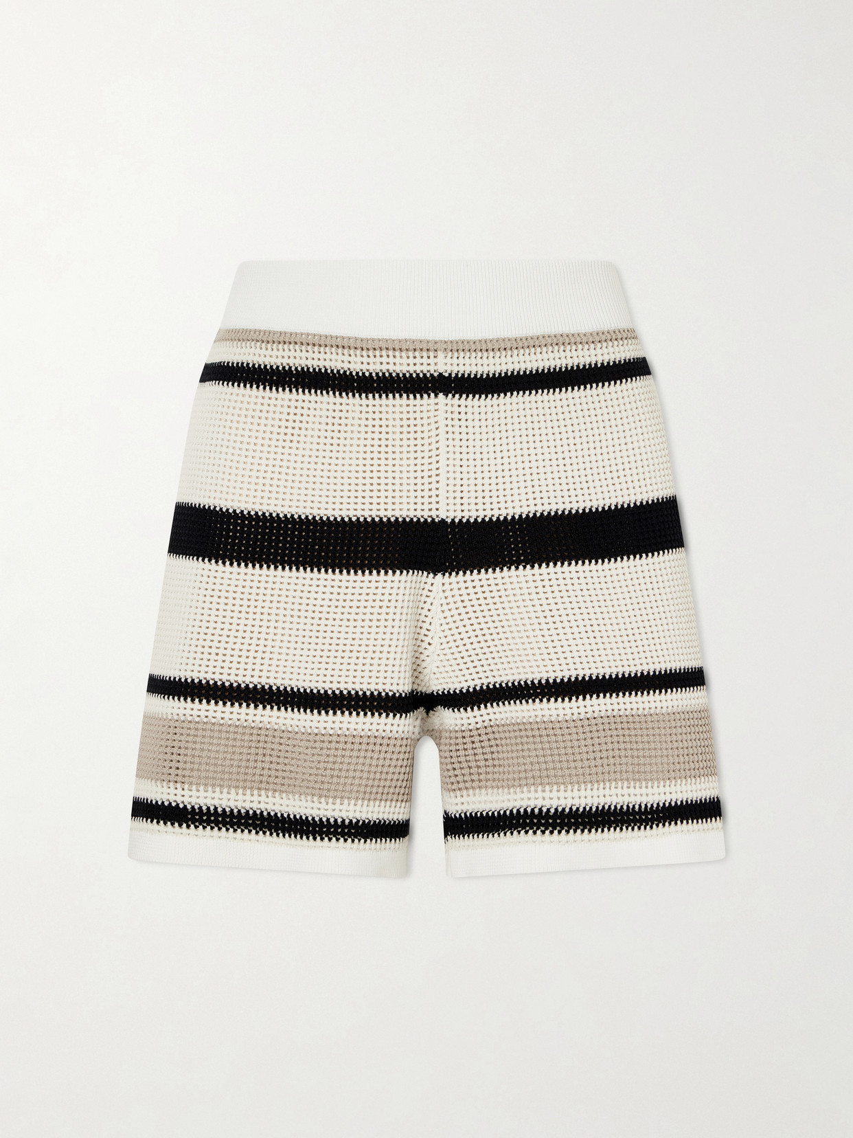 Brunello Cucinelli - Open-knit Striped Cotton Shorts - Multi