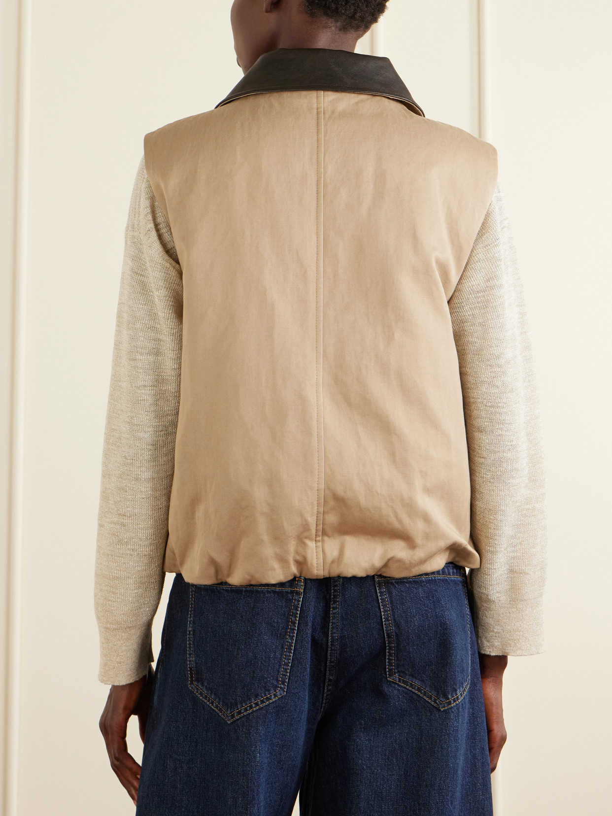 Reversible Checked Padded Cotton And Linen Gilet