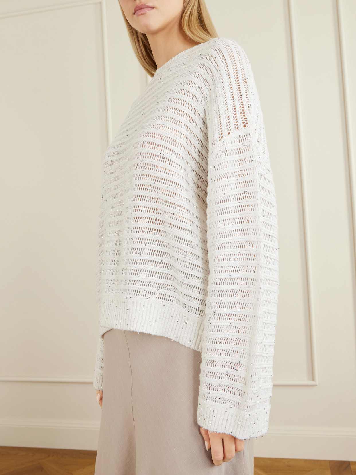 Open Linen-Blend Sweater