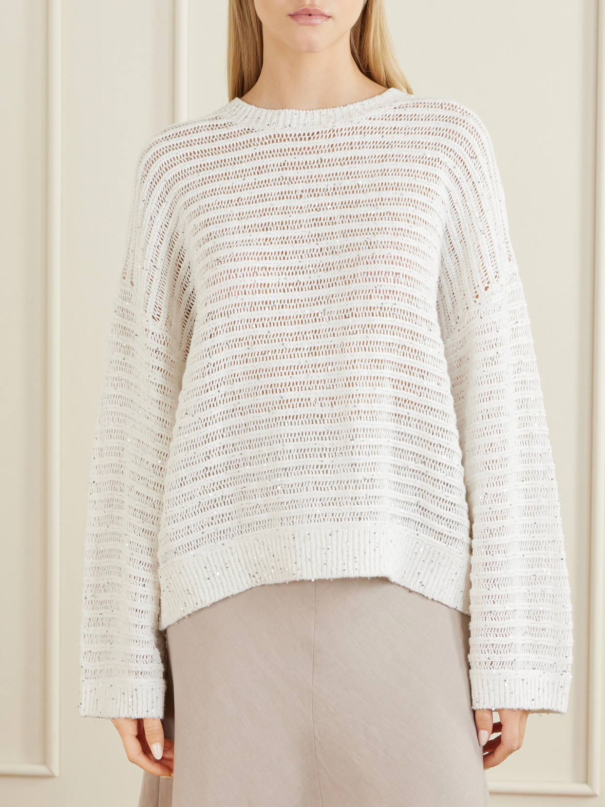 Open Linen-Blend Sweater