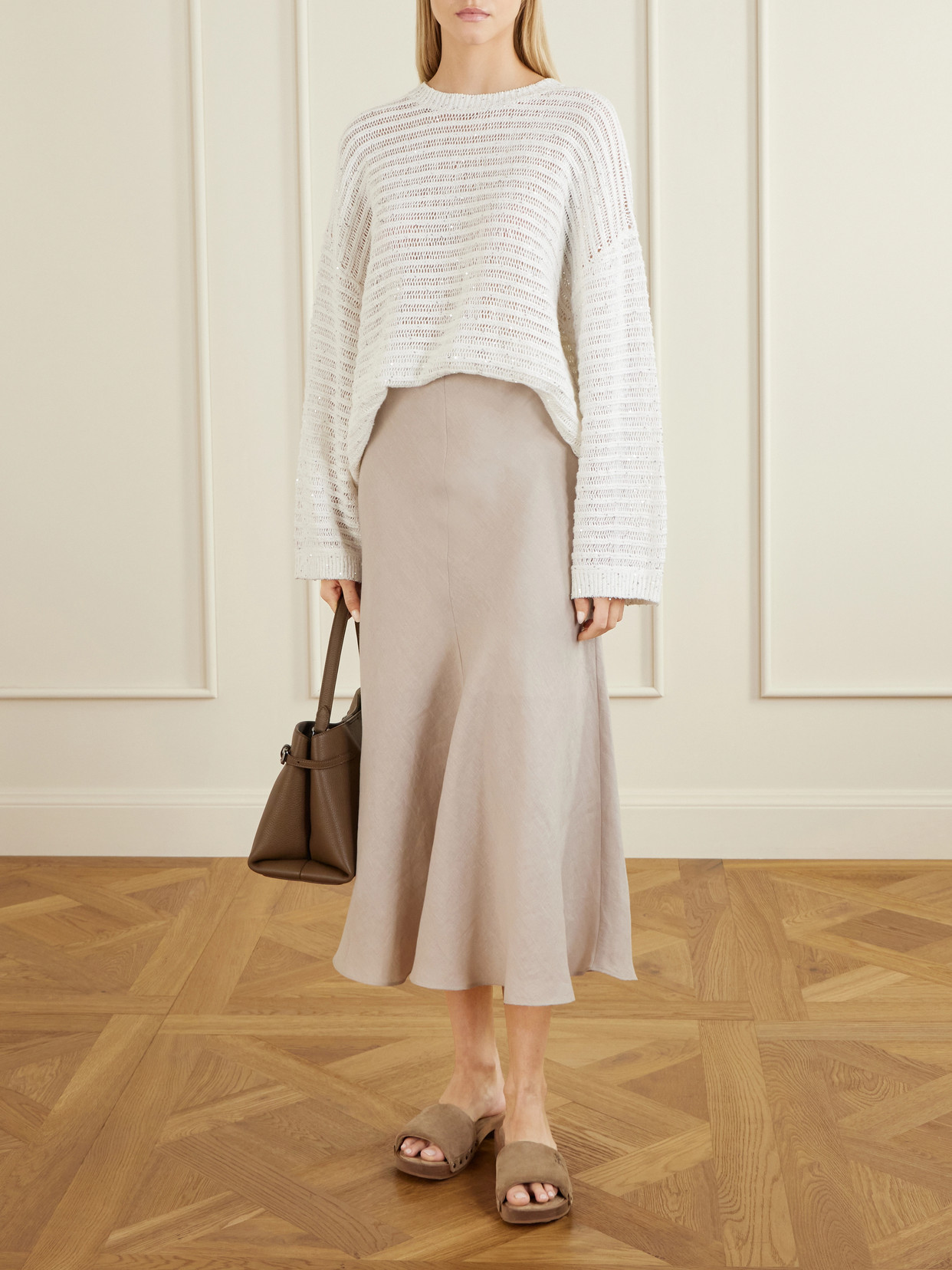 Open Linen-Blend Sweater