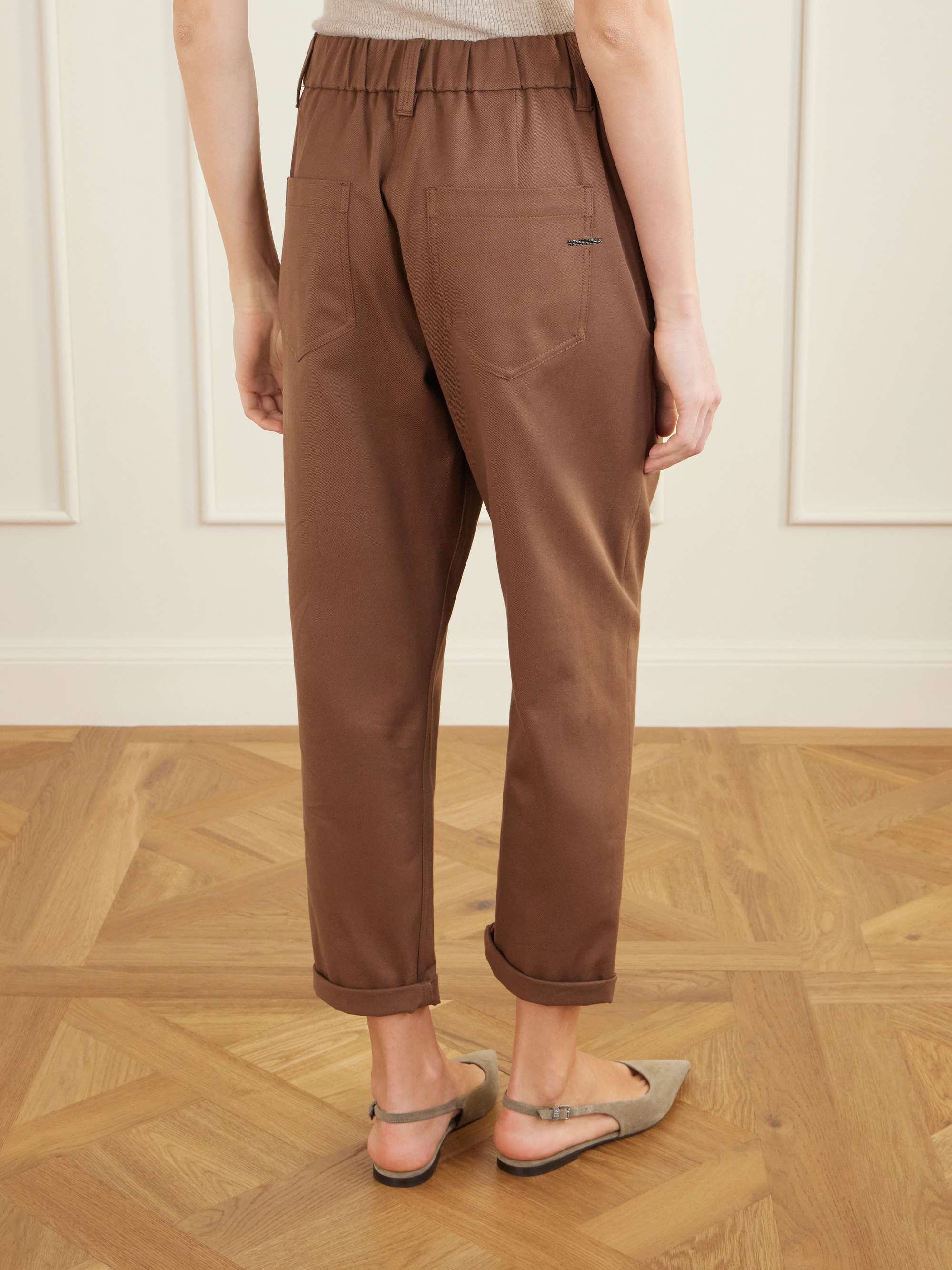 BRUNELLO CUCINELLI Cotton-blend twill straight-leg pants | NET-A