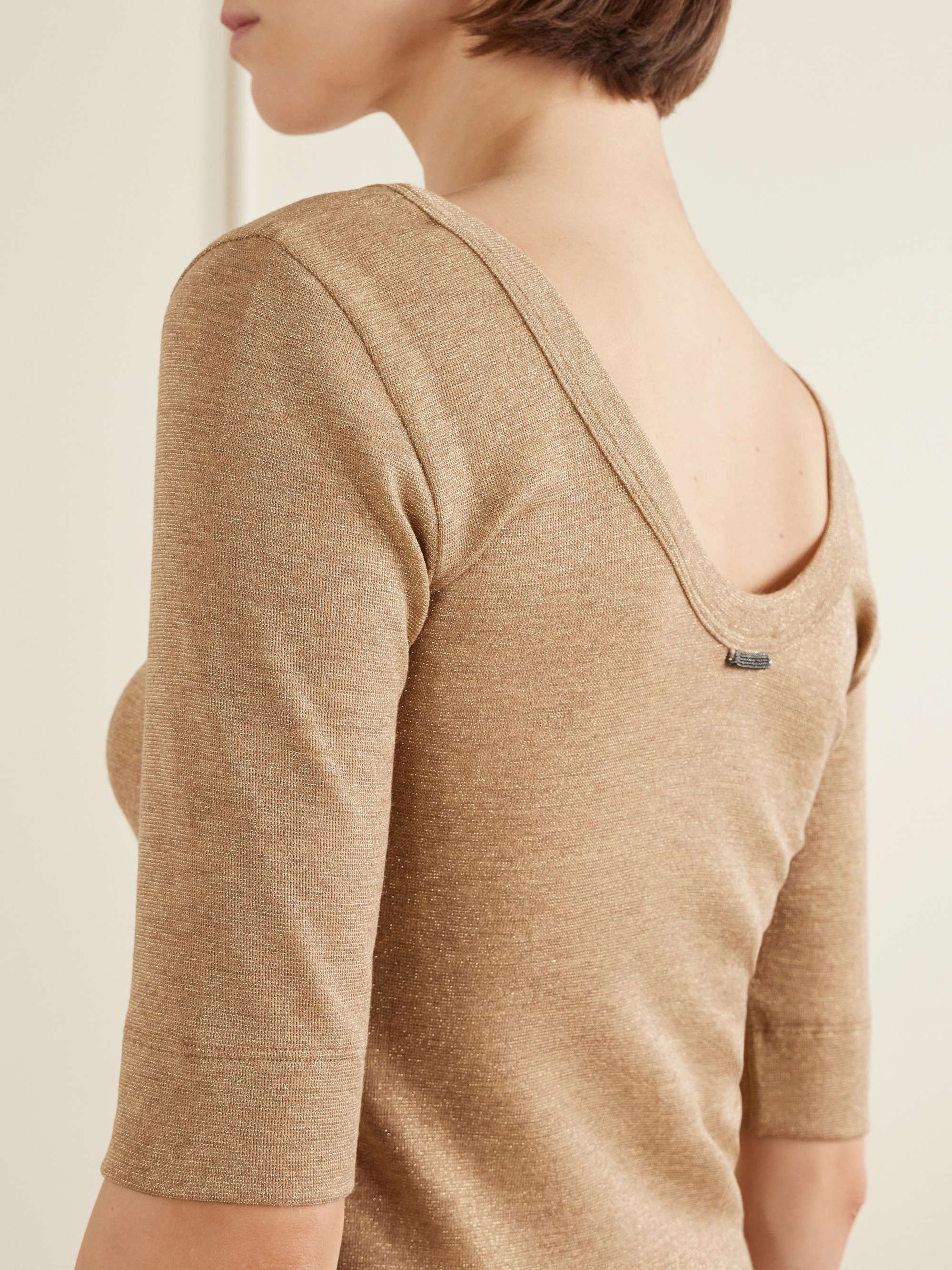 【新品定価13万】BRUNELLO CUCINELLI　半袖ニットシャツ BRUNELLO CUCINELLI Metallic wool-blend knitted T-Shirt | NET-A-PORTER
