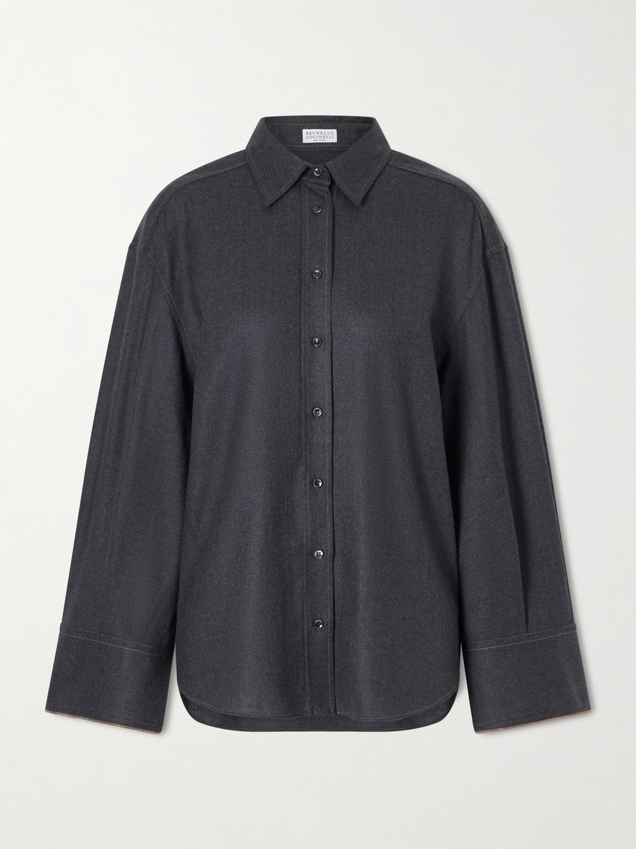 Brunello Cucinelli Oversized Wool Shirt In Gray