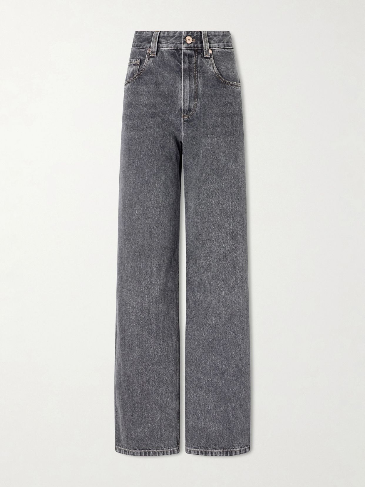 Cotton mid-rise wide-leg jeans