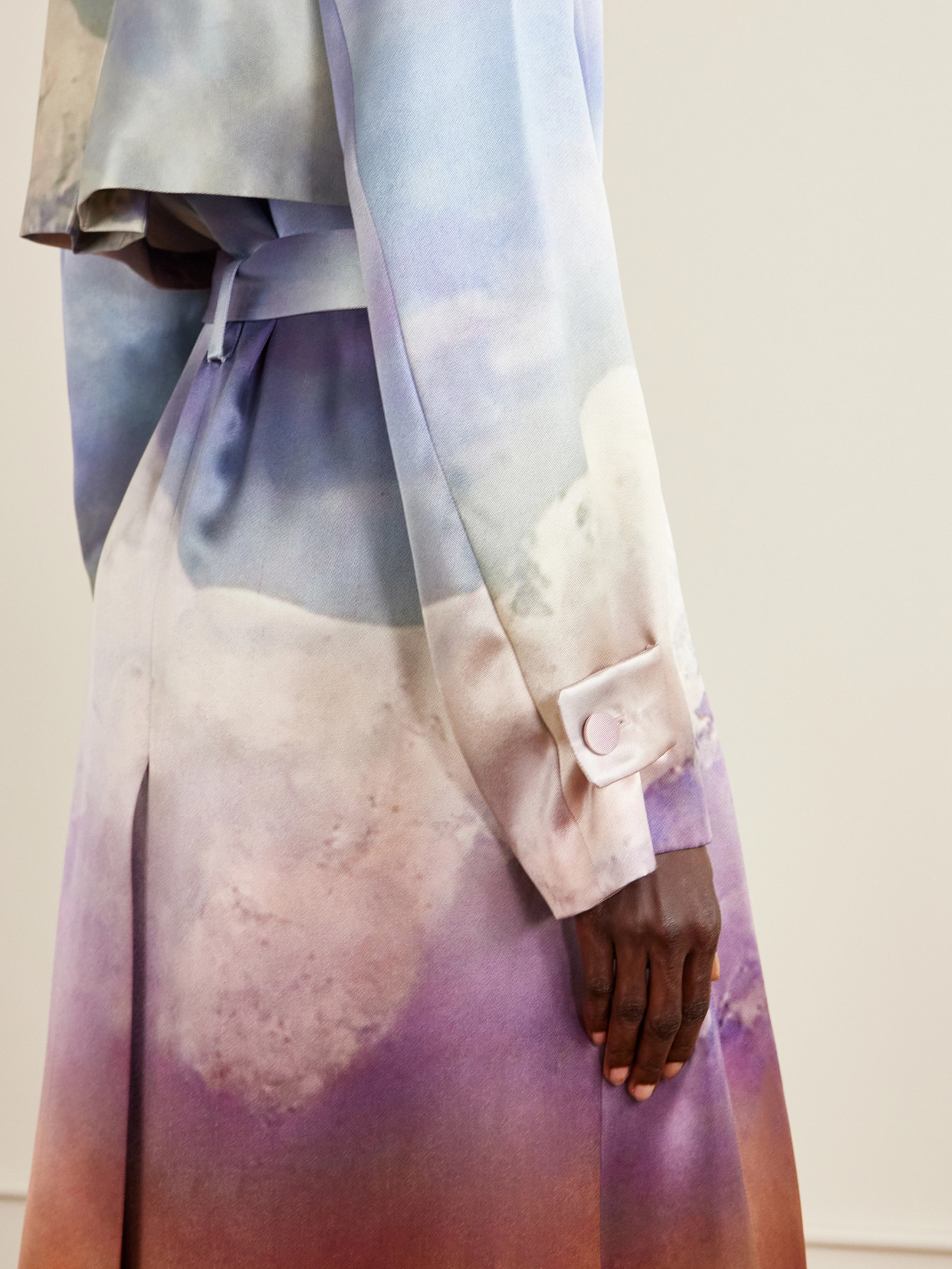 Lyra Printed Silk-Satin Coat