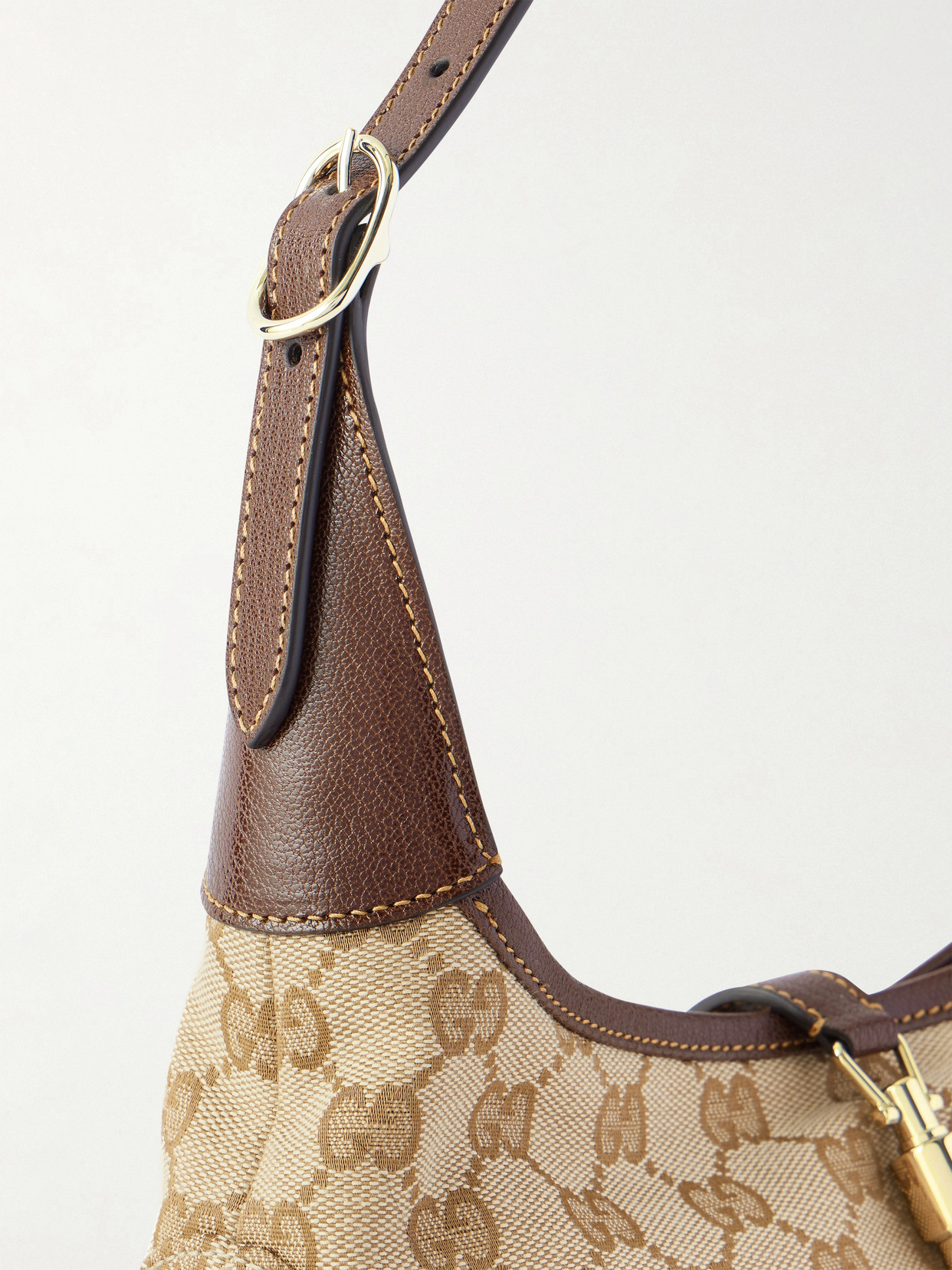 Jackie 1961 Slim Small Leather-Trimmed Canvas-Jacquard Shoulder Bag