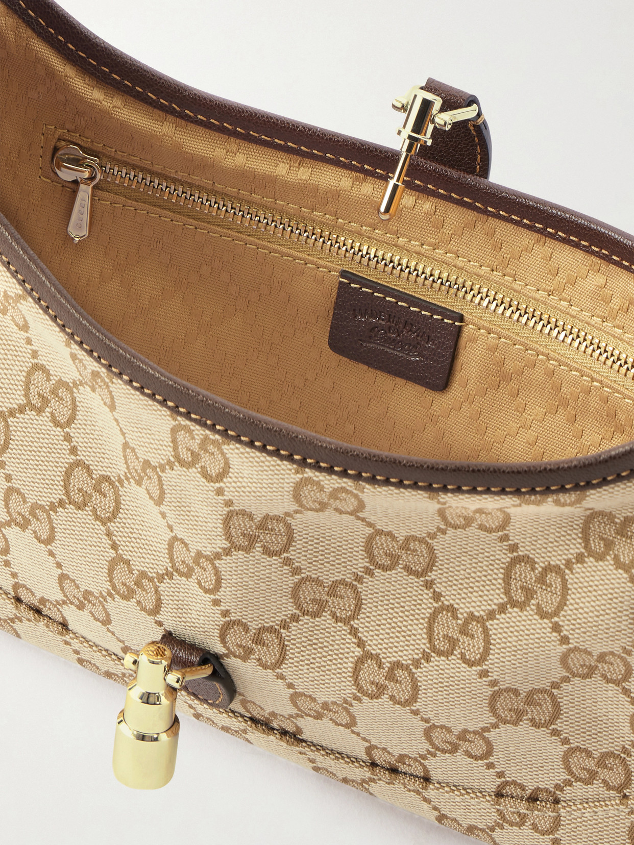 Jackie 1961 Slim Small Leather-Trimmed Canvas-Jacquard Shoulder Bag