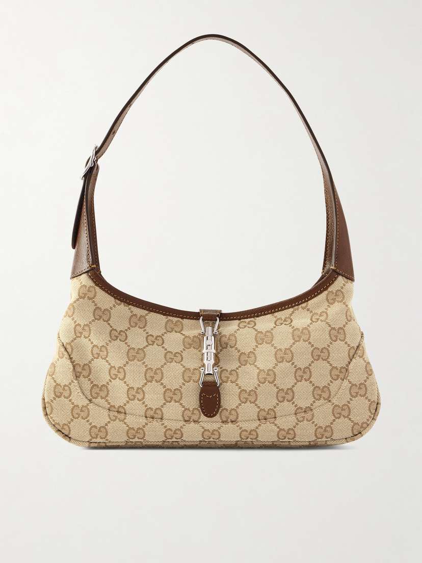 Gucci Jackie 1961 Slim Small Leather-trimmed Canvas-jacquard Shoulder Bag