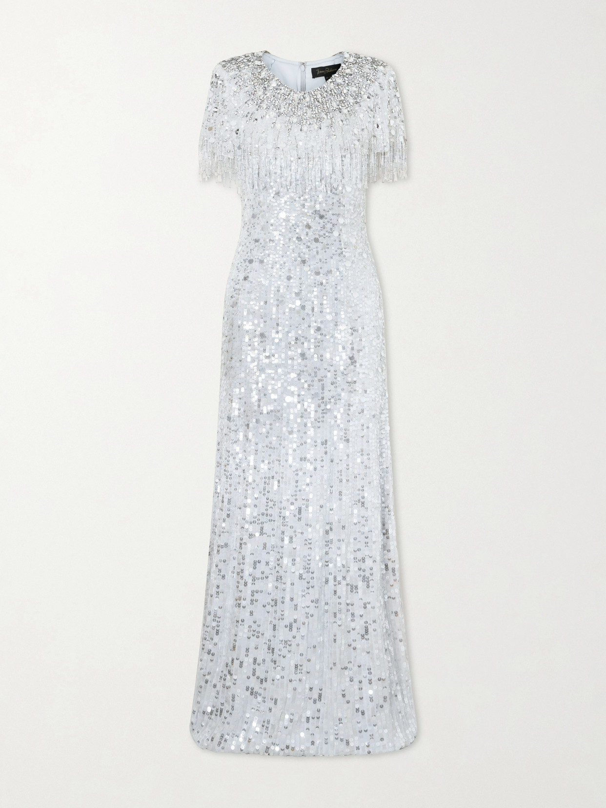 Jenny Packham Eugene Crystal-embellished Sequined Chiffon Gown In White