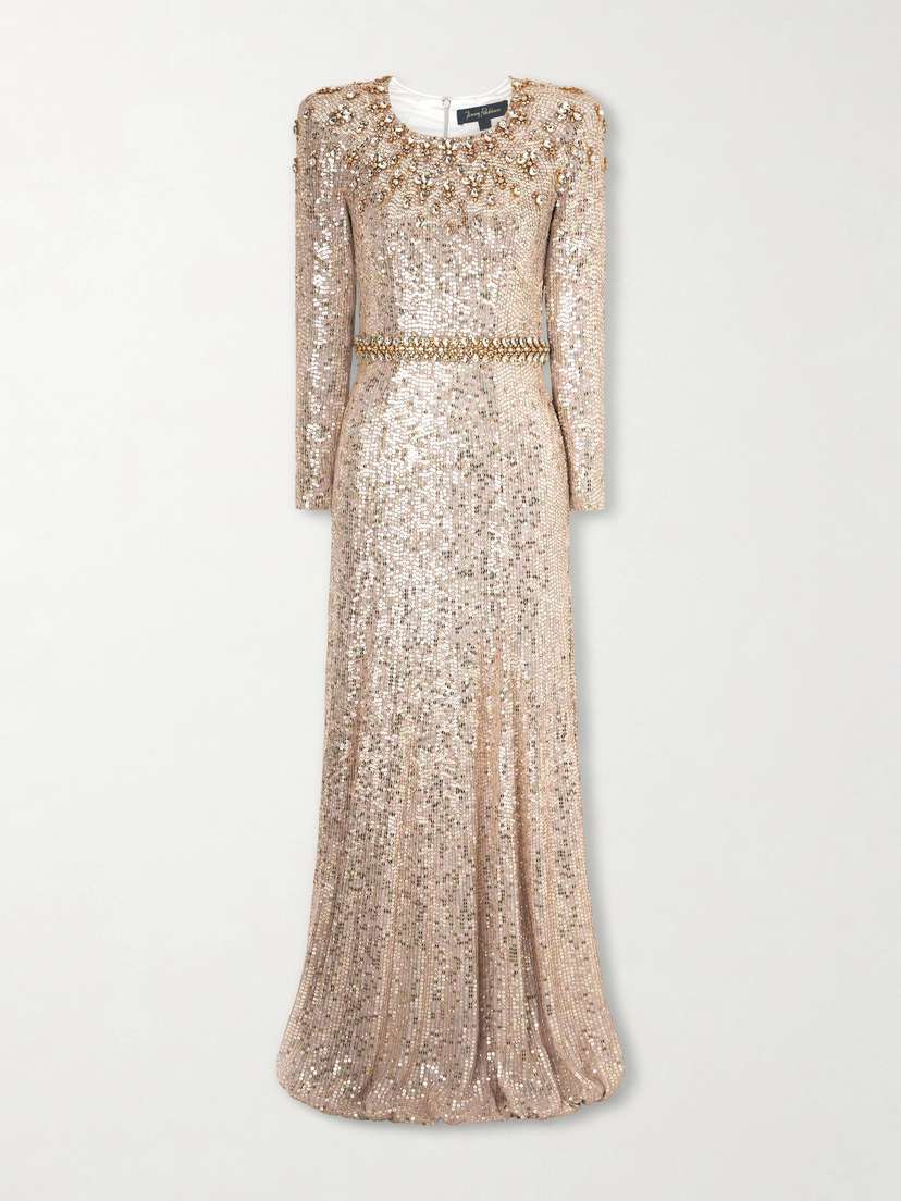 Jenny Packham Georgia Sequined Satin Gown