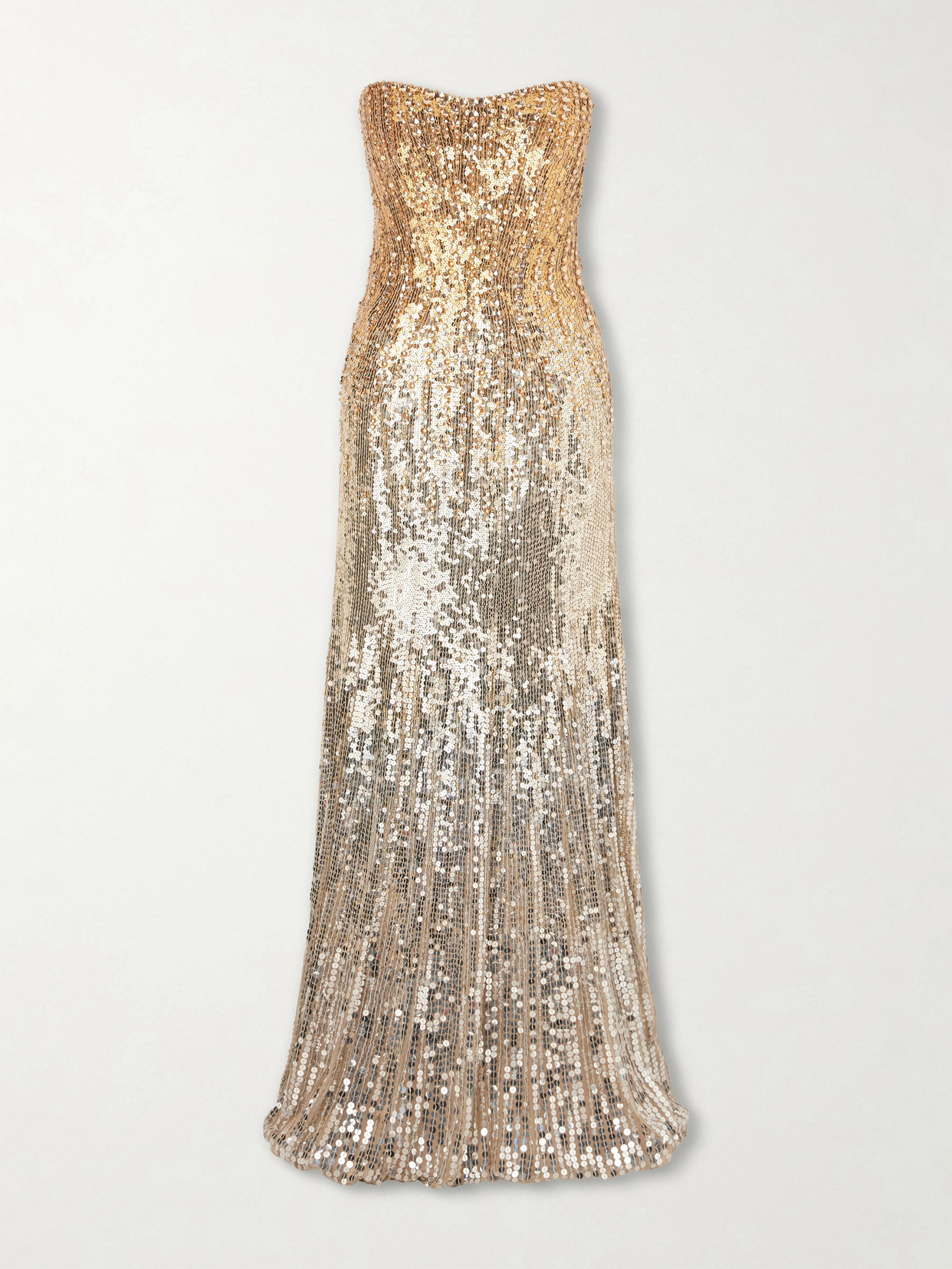 Jenny Packham Lior Embellished Sequined Satin Gown In Brown
