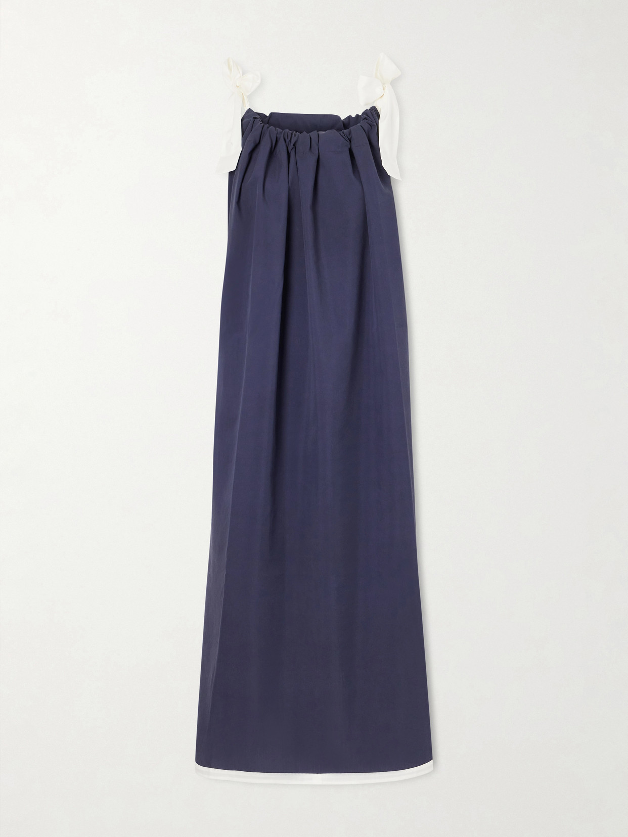 Les Vacances D'irina Two-tone Cotton-poplin Maxi Dress In Blue