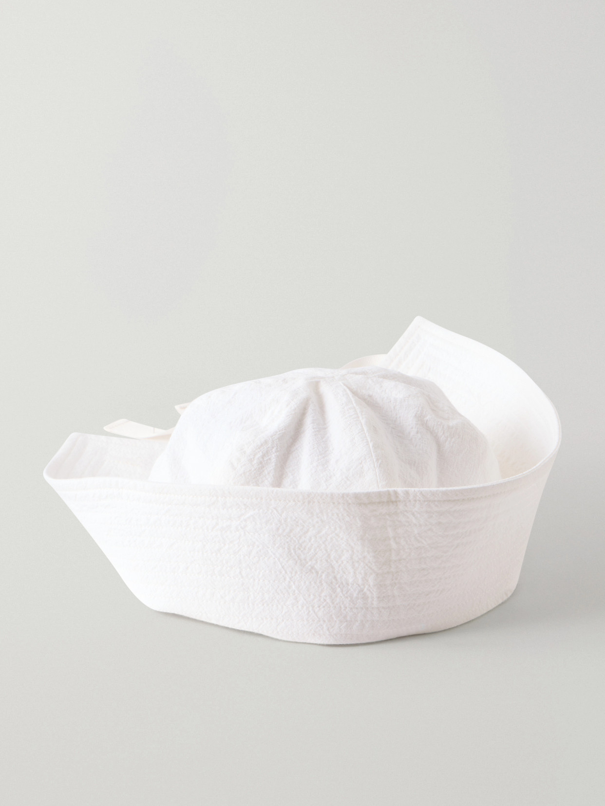 Les Vacances D'irina Sailor Grosgrain-trimmed Cotton Sailor Hat In White