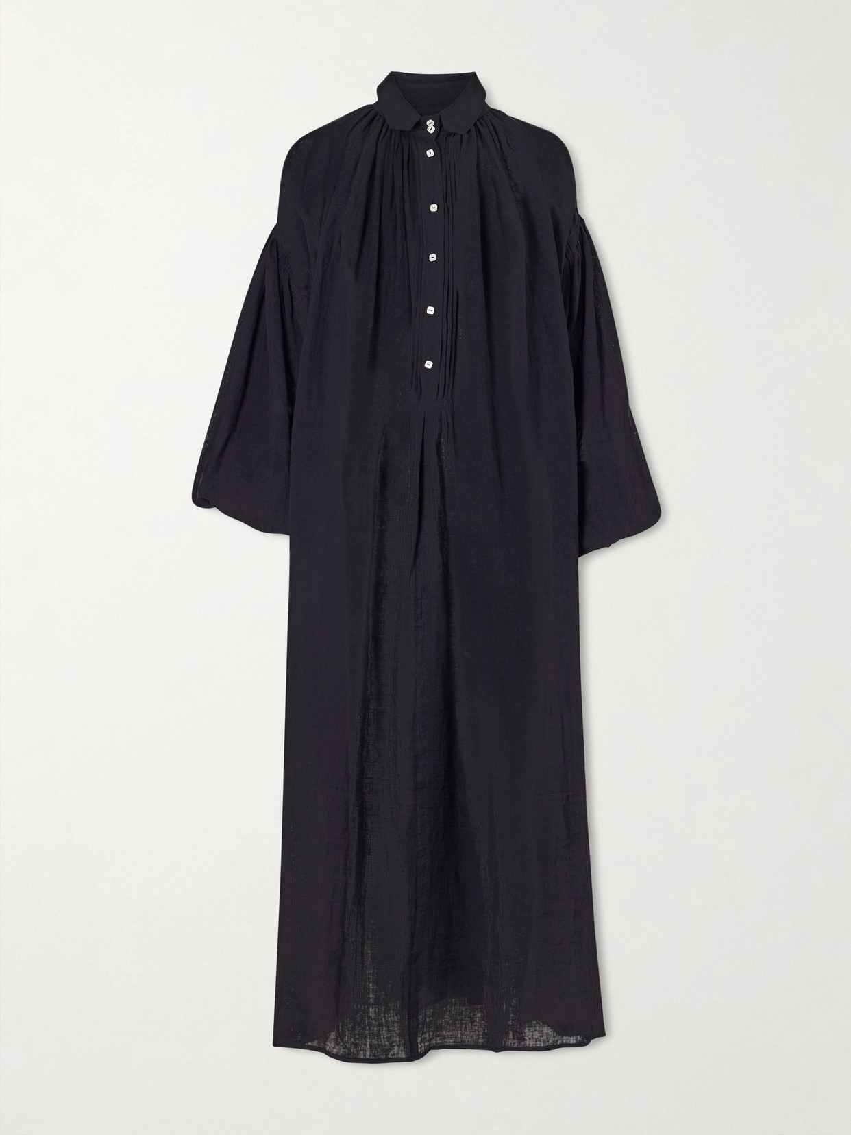 Les Vacances D'irina Carmen Linen Maxi Dress In Black