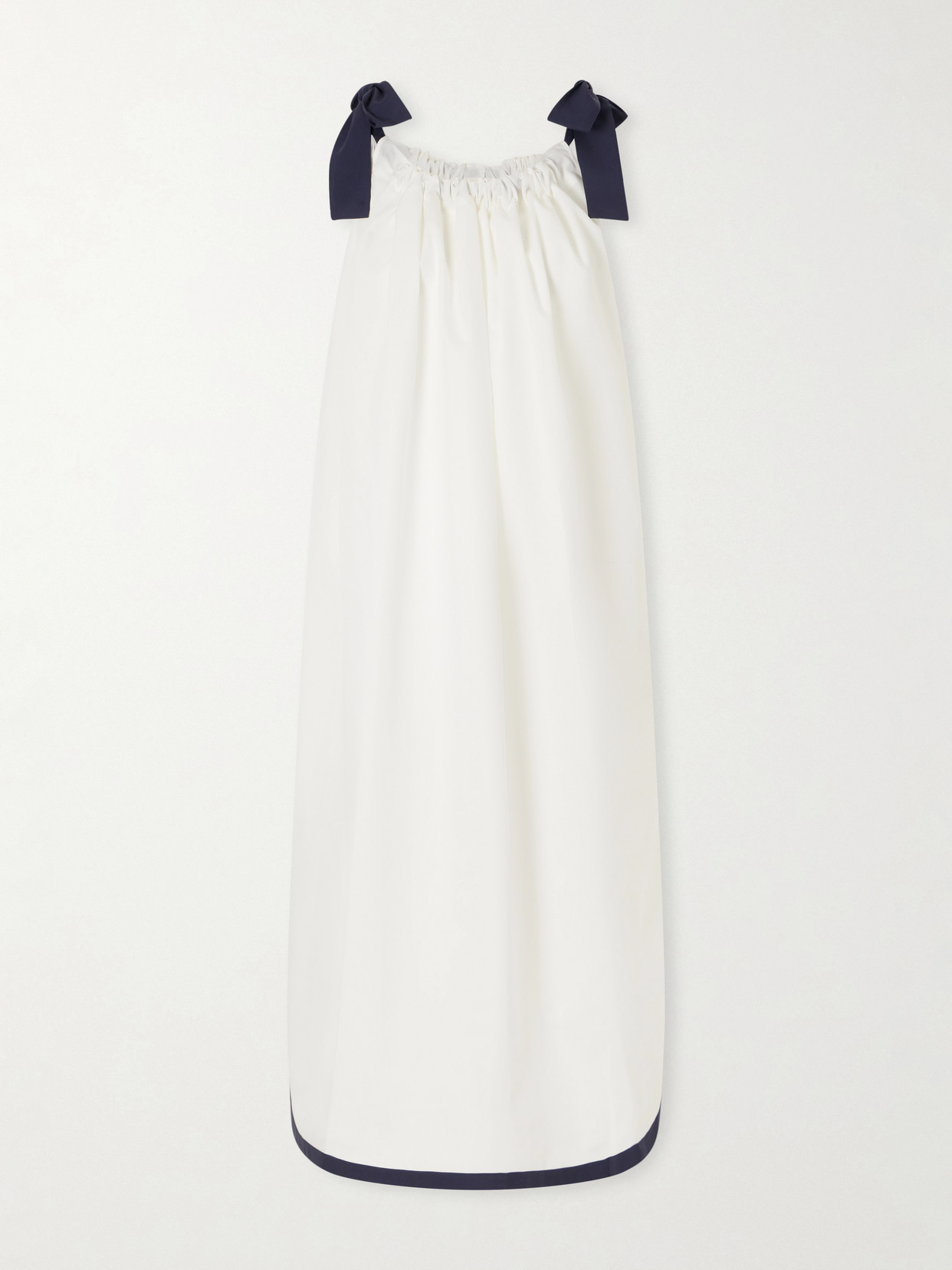 Les Vacances D'irina Two-tone Cotton-poplin Maxi Dress In White