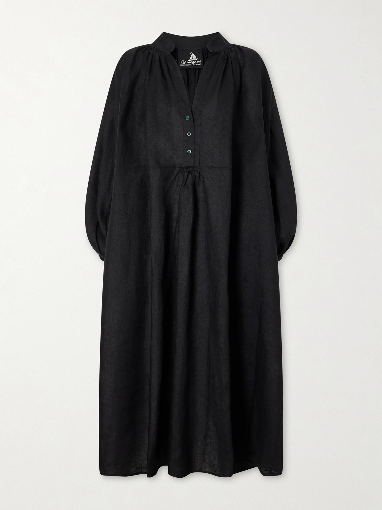Les Vacances D'irina Black Sea Linen Maxi Dress