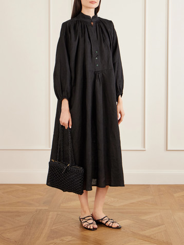 LES VACANCES D'IRINA Black Sea linen maxi dress