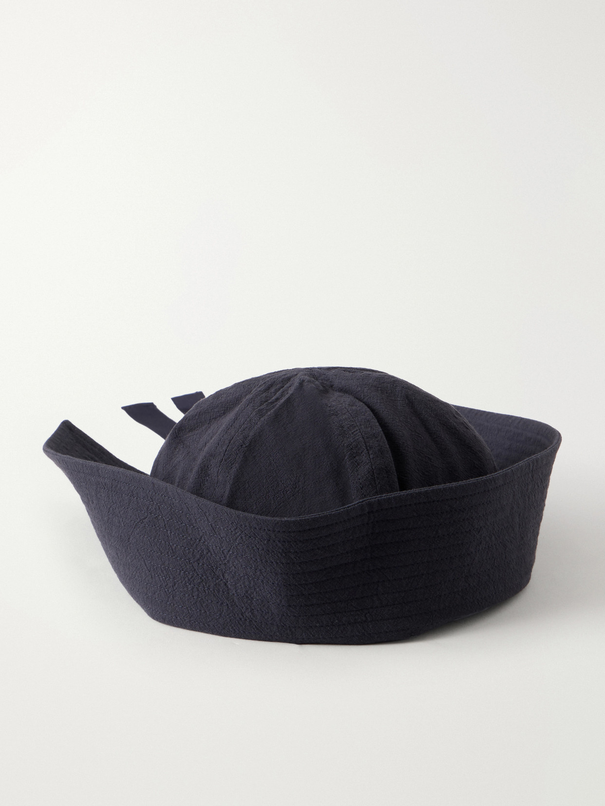 Les Vacances D'irina Sailor Grosgrain-trimmed Cotton Sailor Hat In Blue