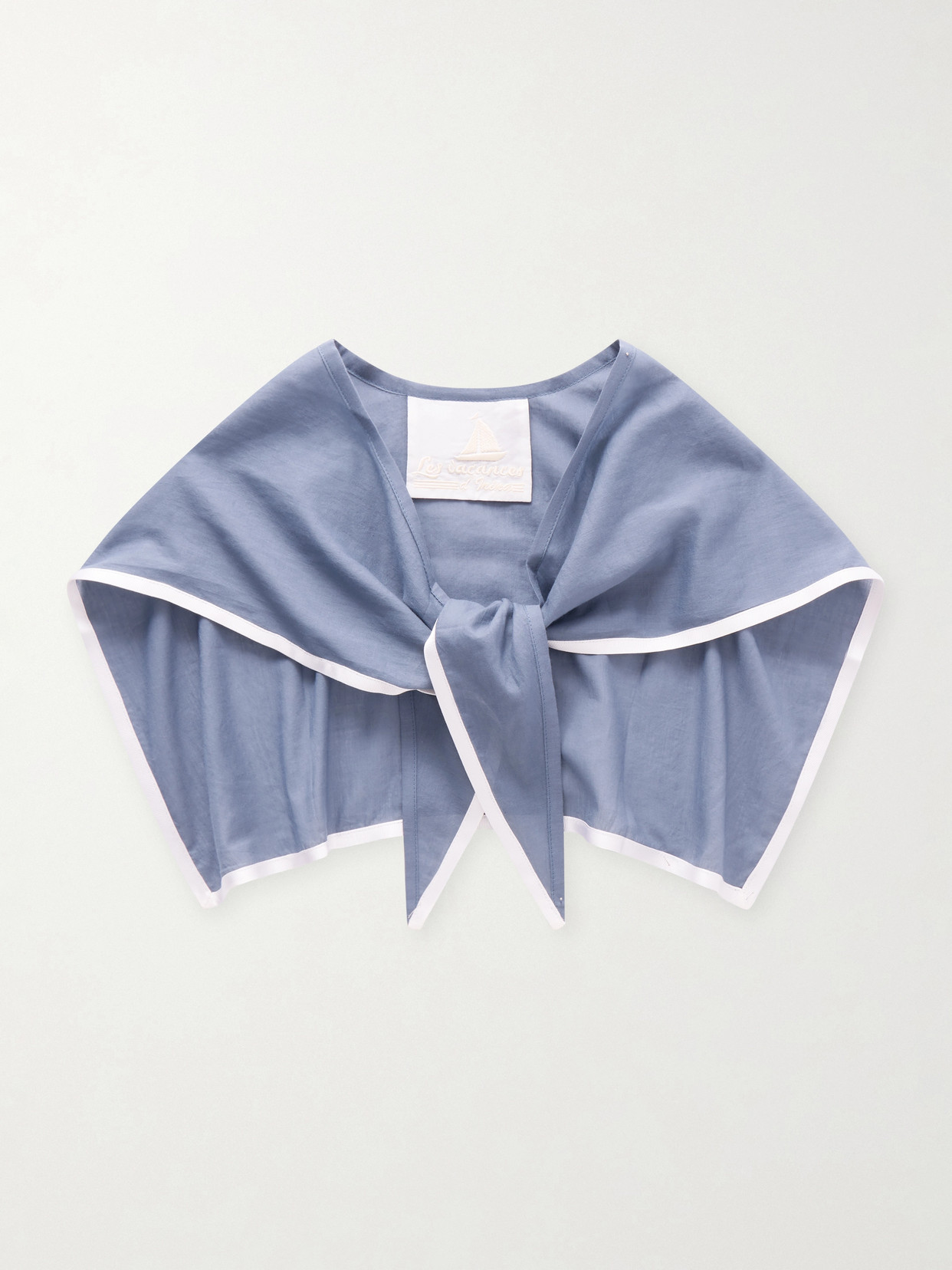 Les Vacances D'irina Sailor Cotton-voile Triangle Scarf In Blue