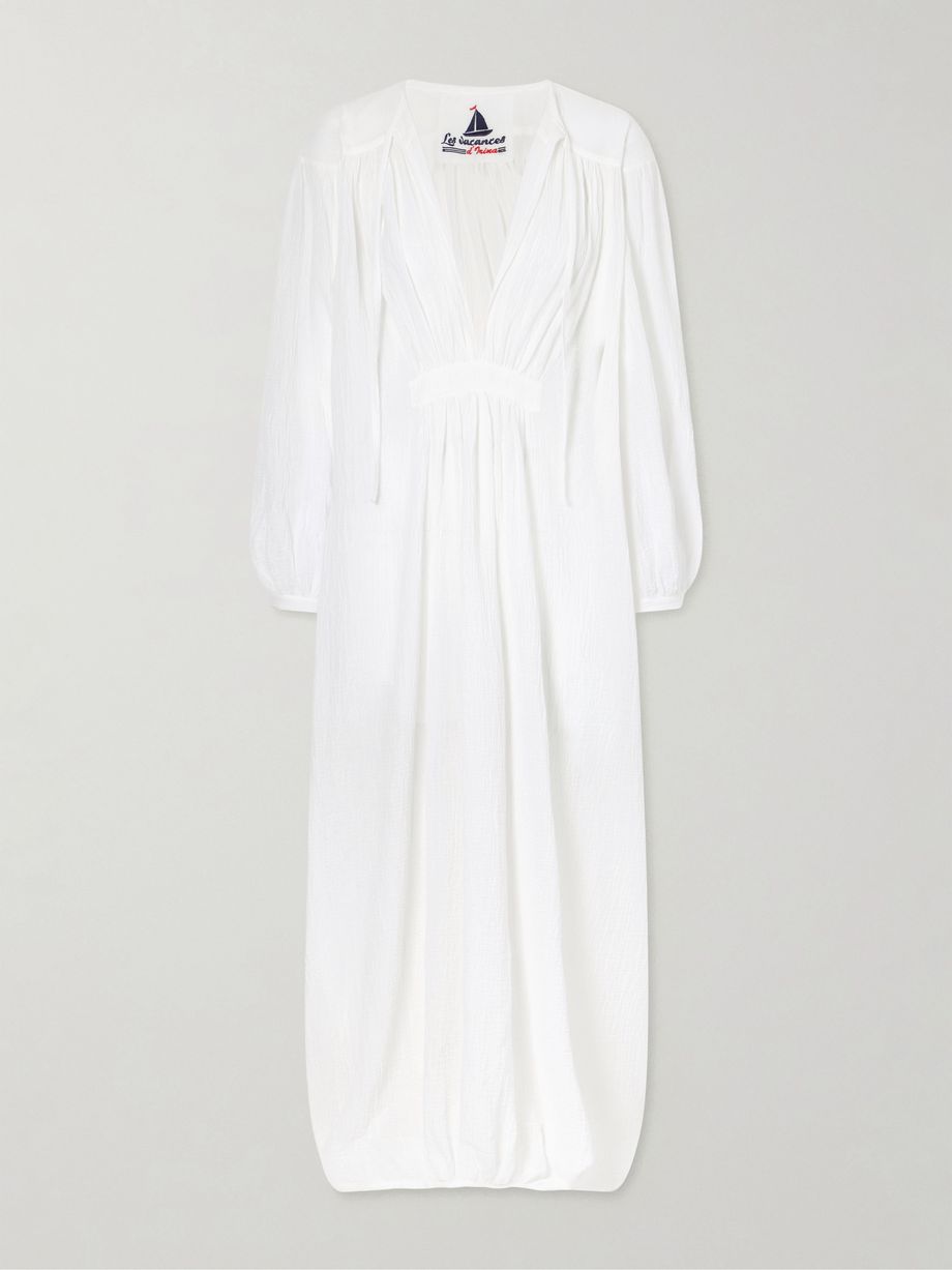 Hazy gathered cotton maxi dress