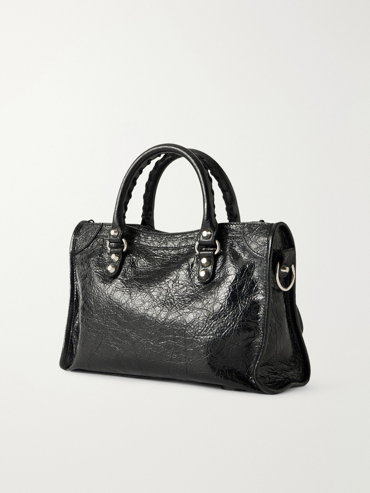 Le City Crinkled Glossed-Leather Shoulder Bag