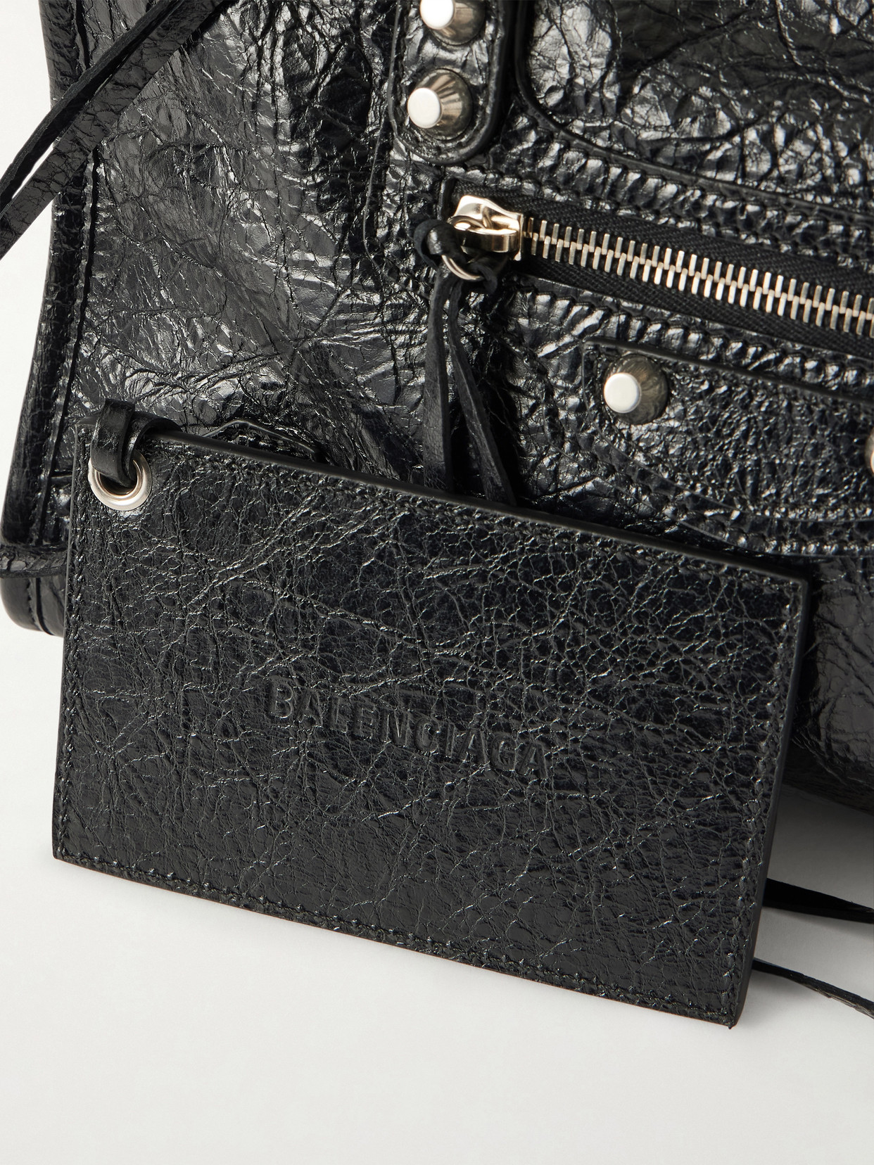 Le City Crinkled Glossed-Leather Shoulder Bag