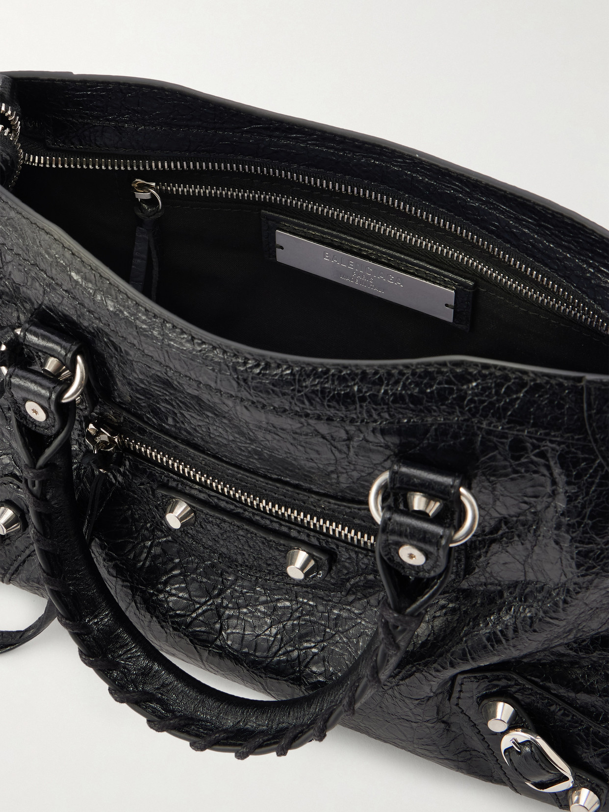 Le City Crinkled Glossed-Leather Shoulder Bag