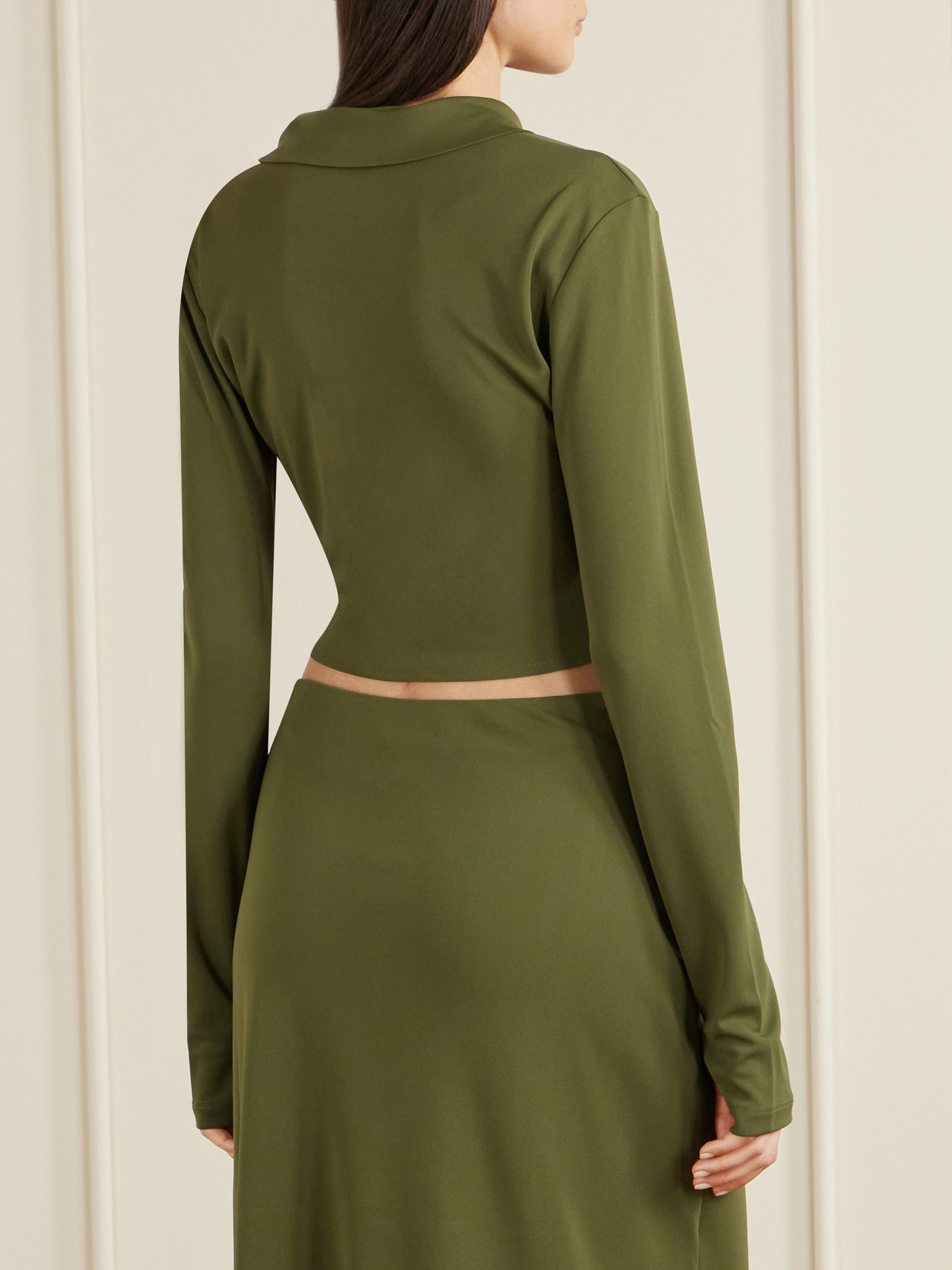 Gathered Knotted Cropped Top